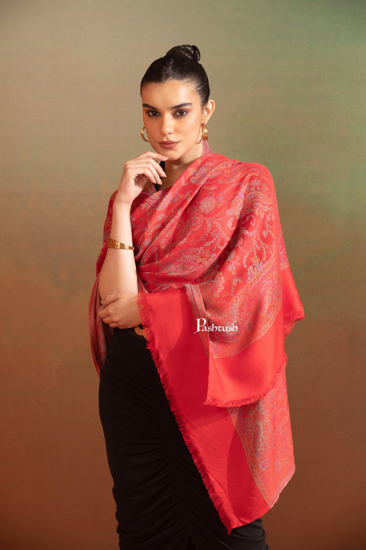 Pashtush India Womens Stoles and Scarves Scarf Pashtush Womens Bamboo Stole, Design, Maroon