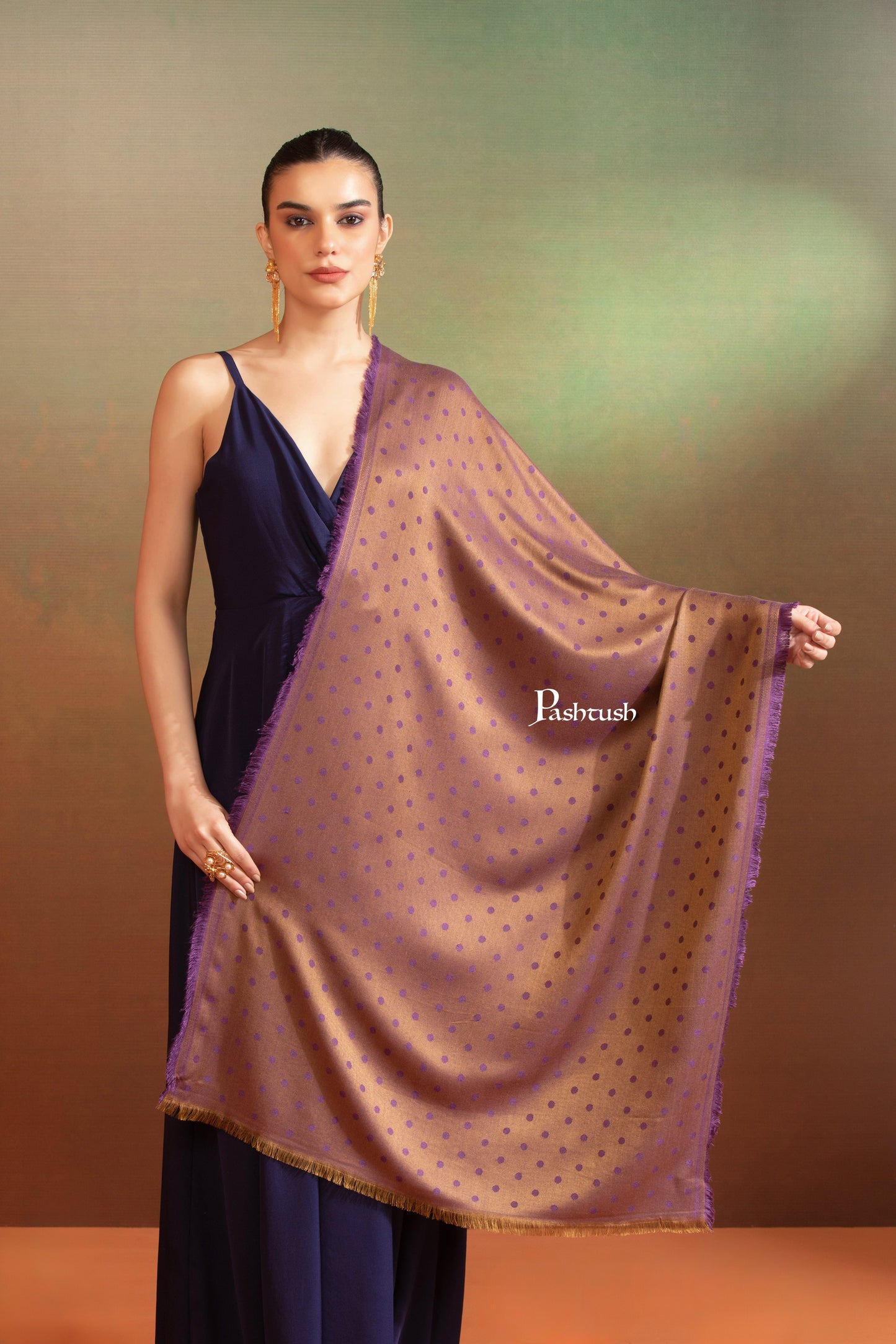 Pashtush India Womens Stoles and Scarves Scarf Pashtush Womens Bamboo Stole, Design, Purple