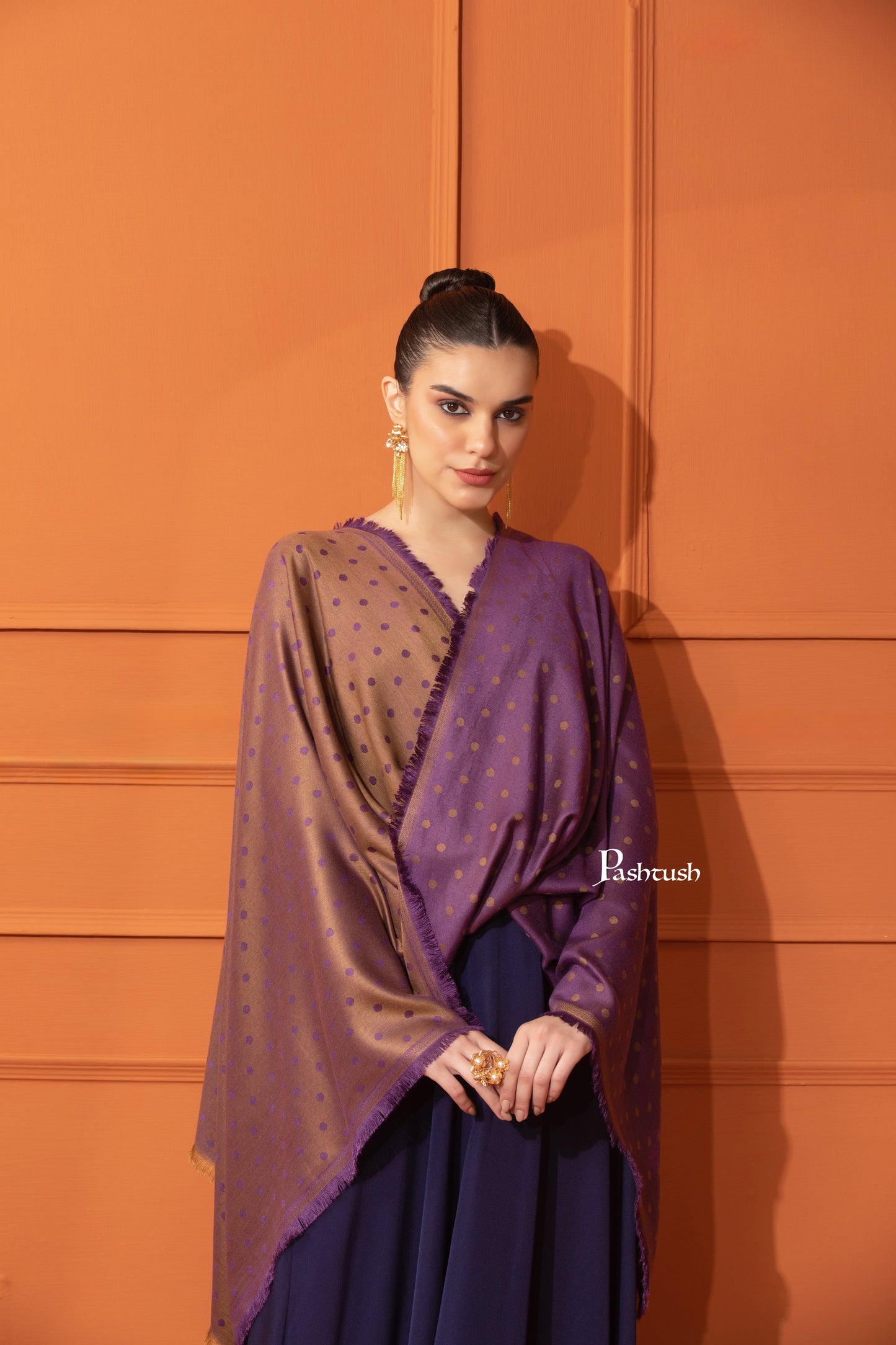 Pashtush India Womens Stoles and Scarves Scarf Pashtush Womens Bamboo Stole, Design, Purple