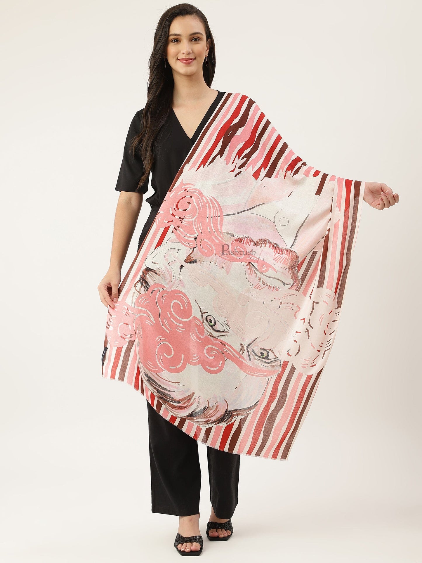 Pashtush India Womens Stoles and Scarves Scarf Pashtush womens Bamboo stole , Dutch Impasto Art, Printed, Multicolour