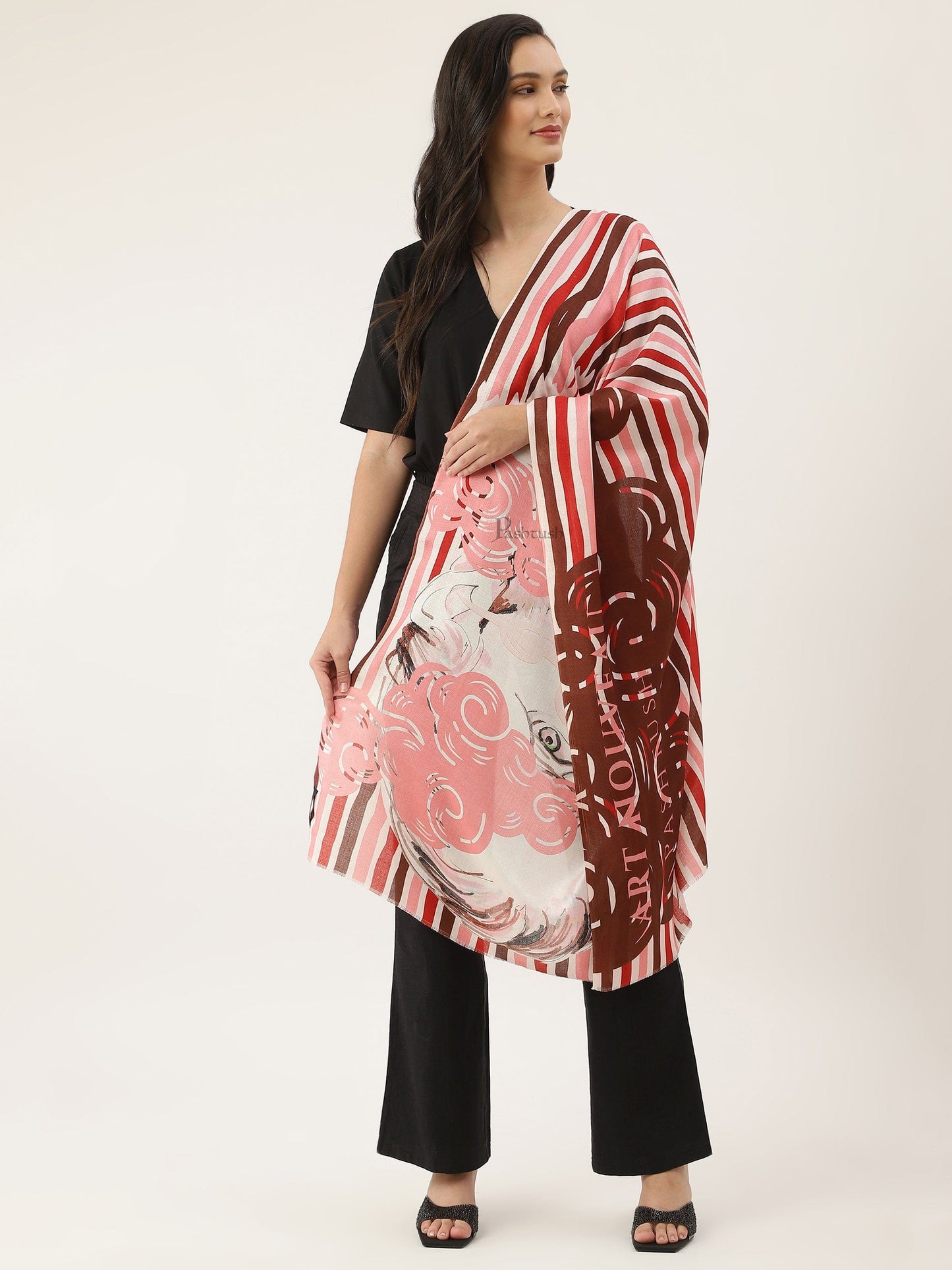 Pashtush India Womens Stoles and Scarves Scarf Pashtush womens Bamboo stole , Dutch Impasto Art, Printed, Multicolour