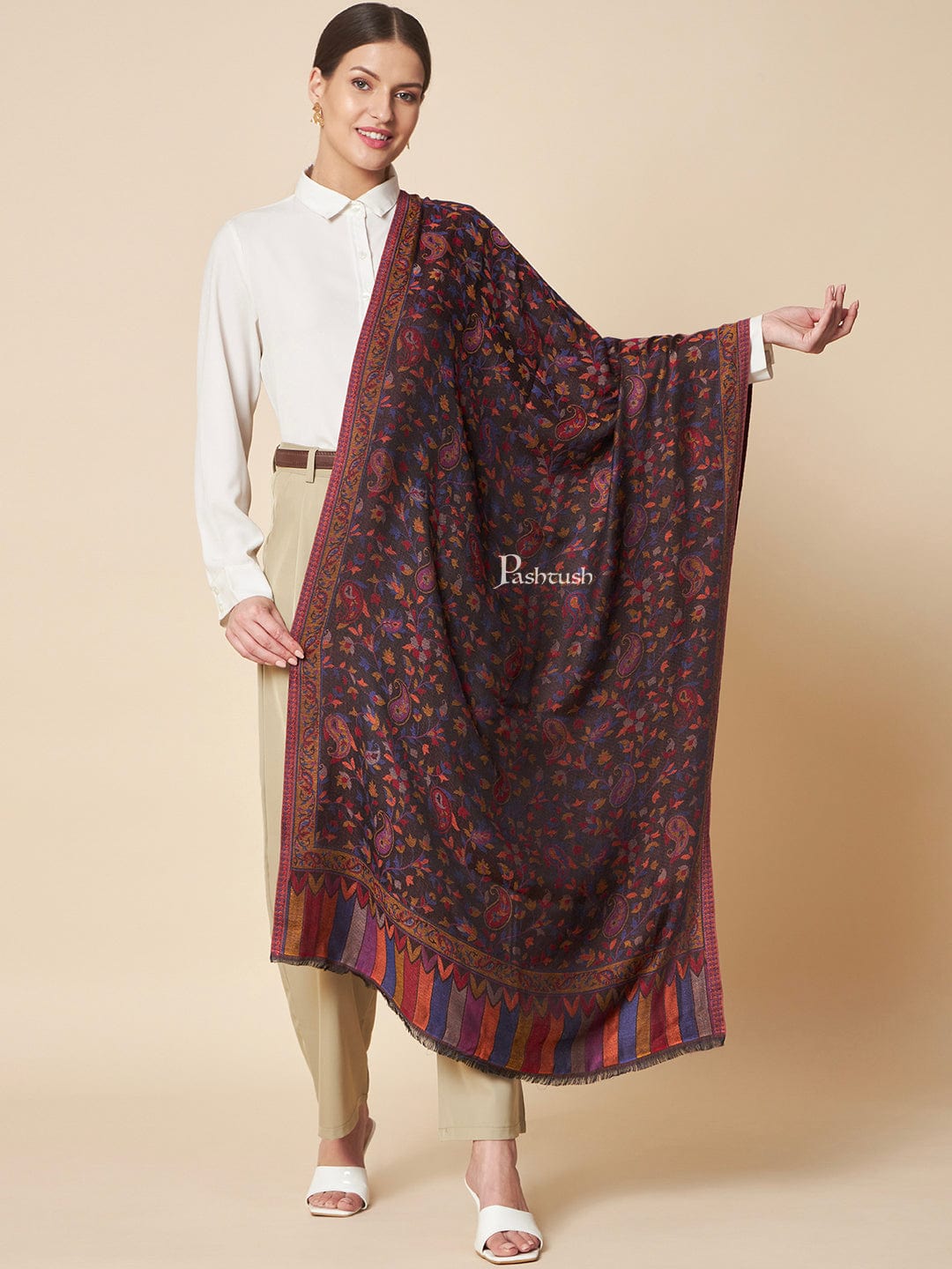 Pashtush India Womens Stoles and Scarves Scarf Pashtush Womens Bamboo Stole, Ethnic Design, Multicolour