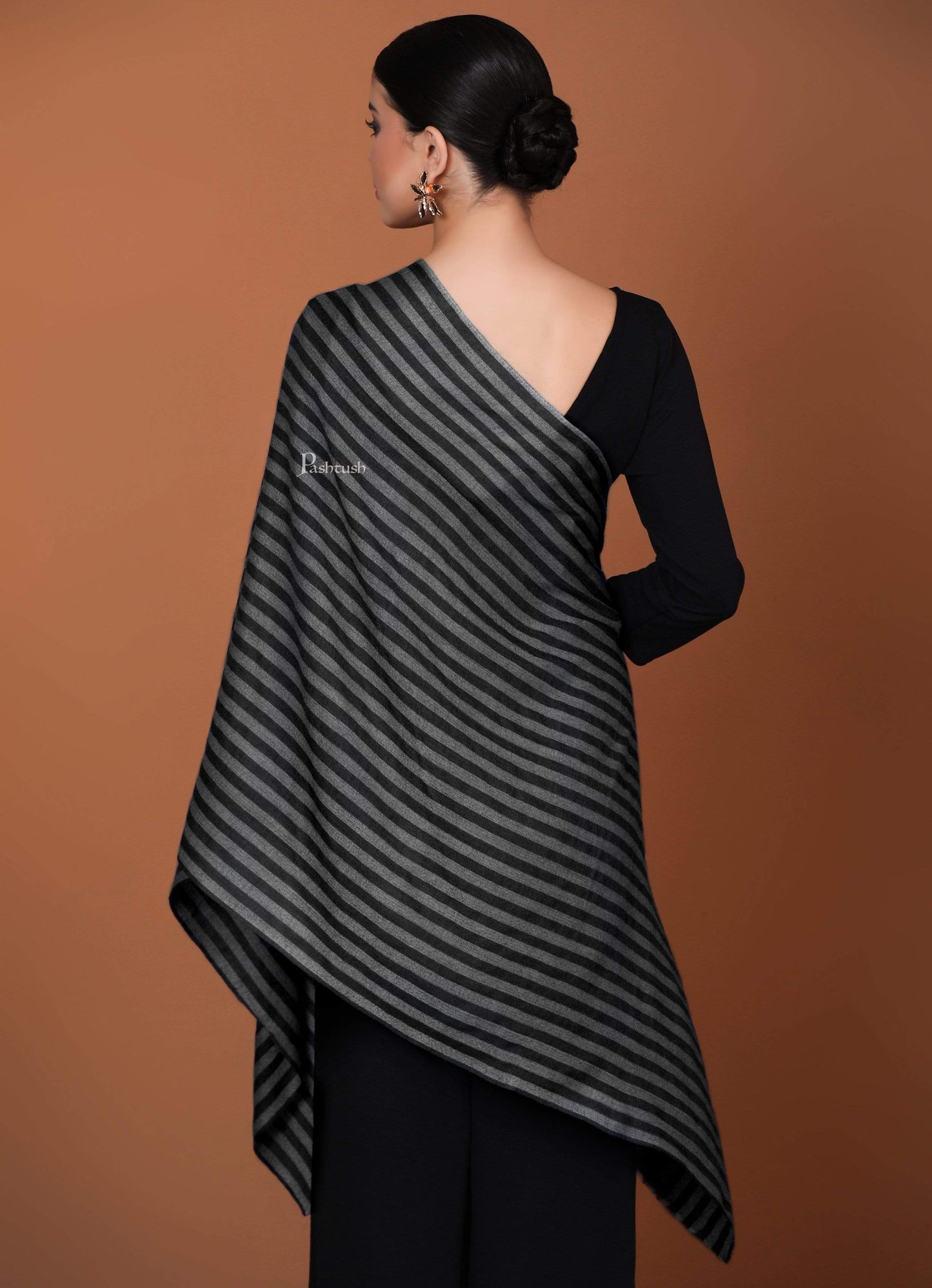 Pashtush Store Stole Pashtush Womens Cashmere and Wool Blended Scarf, Monotone Black