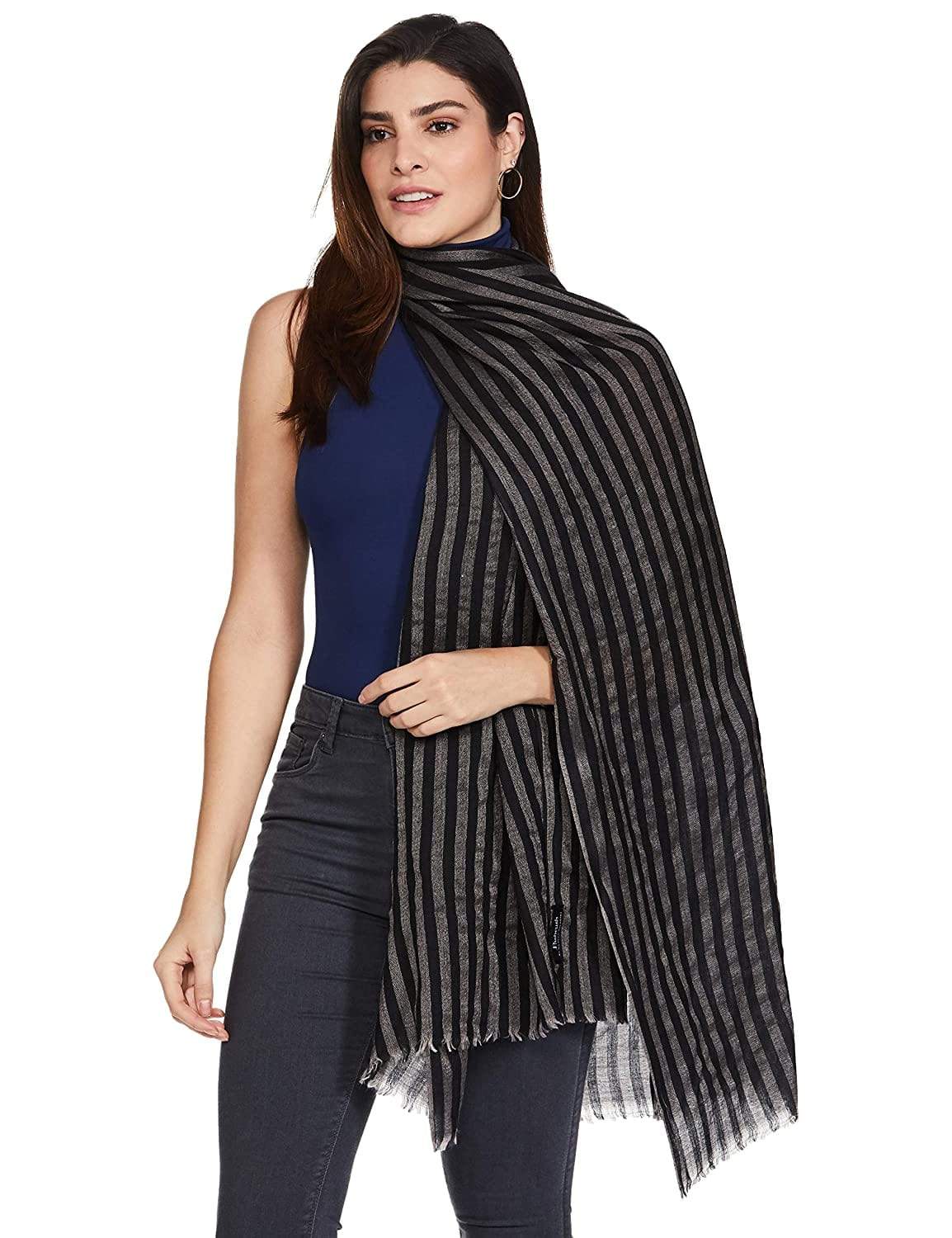 Pashtush India 70x200 Pashtush Womens Cashmere and Wool Scarf, Monotone Black