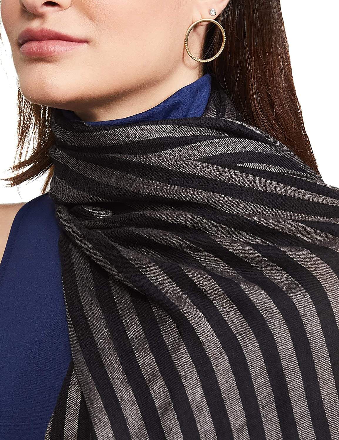 Pashtush India 70x200 Pashtush Womens Cashmere and Wool Scarf, Monotone Black