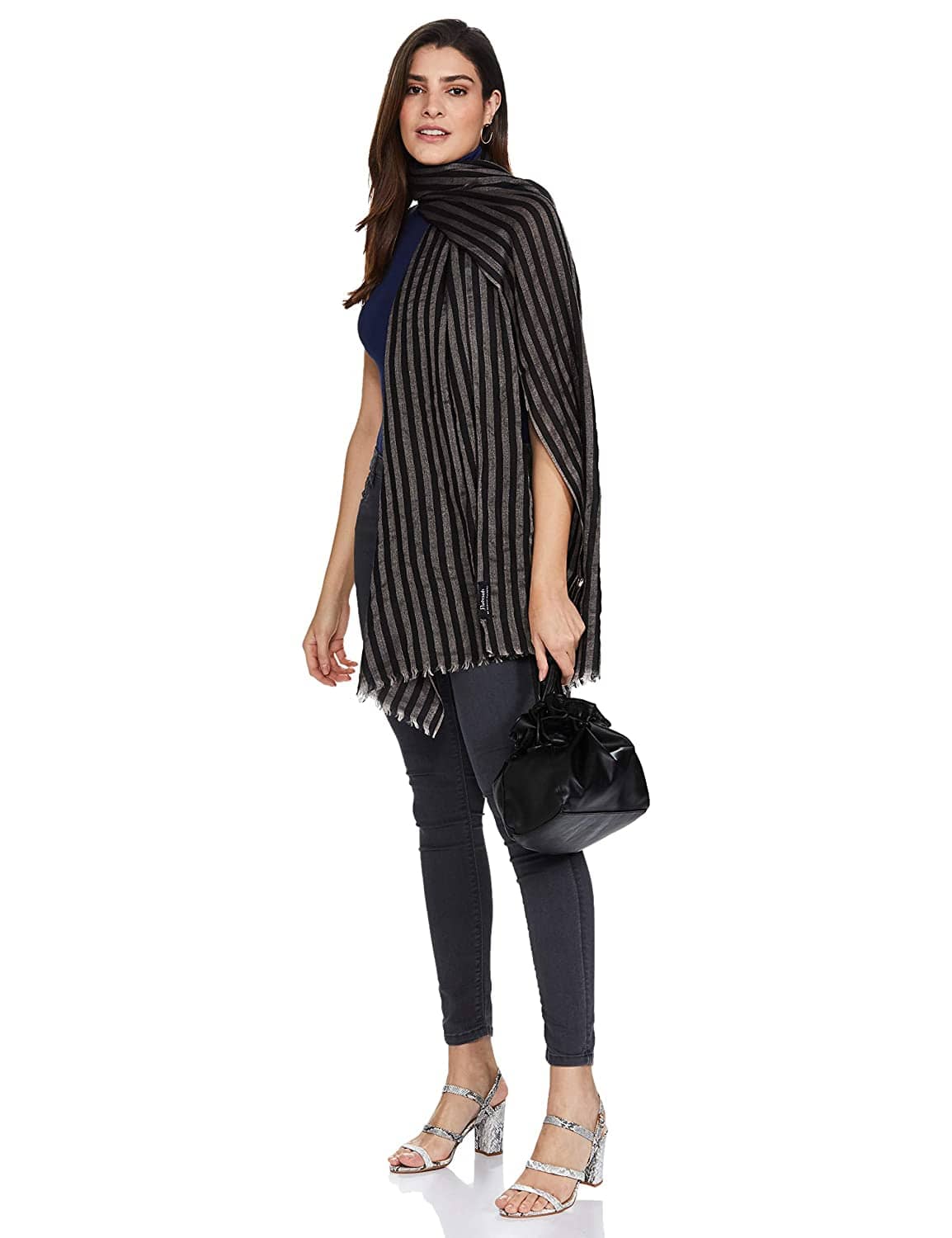 Pashtush India 70x200 Pashtush Womens Cashmere and Wool Scarf, Monotone Black