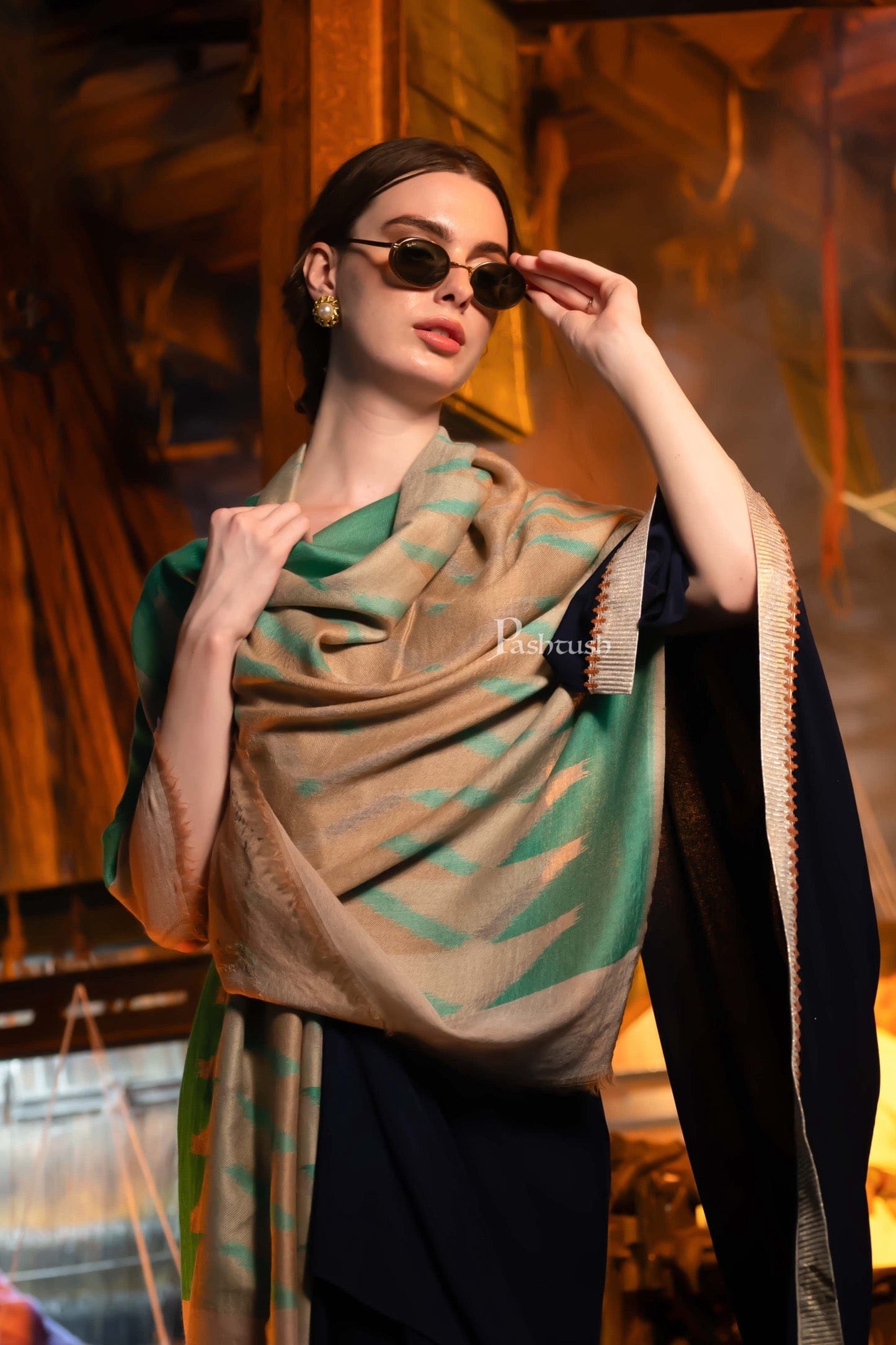 Pashtush India Womens Stoles and Scarves Scarf Pashtush Womens Cashmere Stole, Design, Multicolour