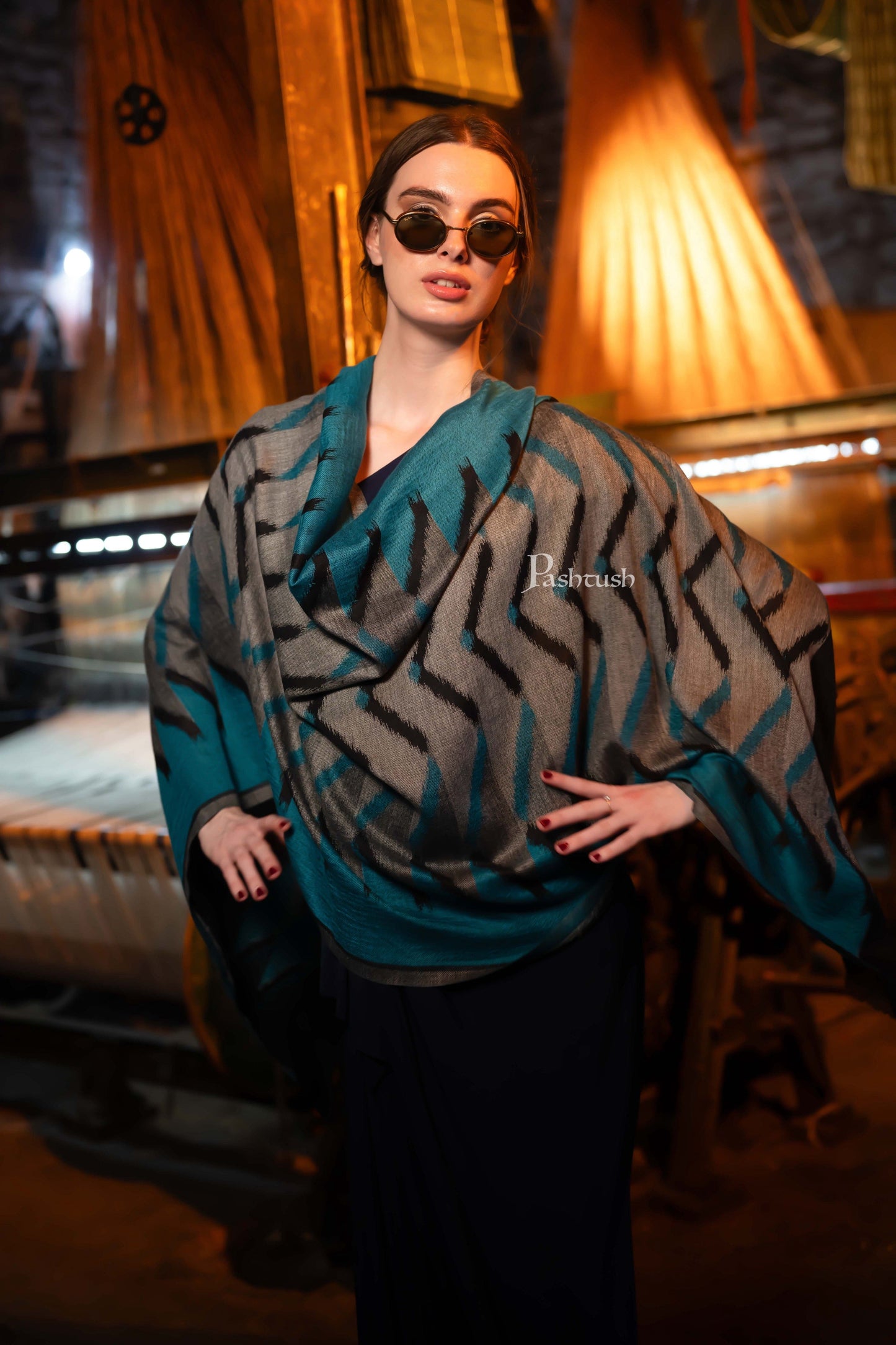 Pashtush India Womens Stoles and Scarves Scarf Pashtush Womens Cashmere Stole, Design, Multicolour
