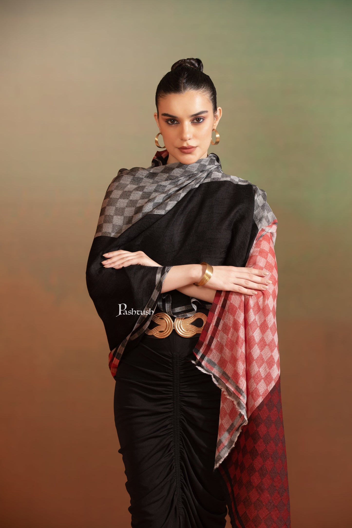 Pashtush India Womens Stoles and Scarves Scarf Pashtush Womens Cashmere Stole, Design, Multicolour