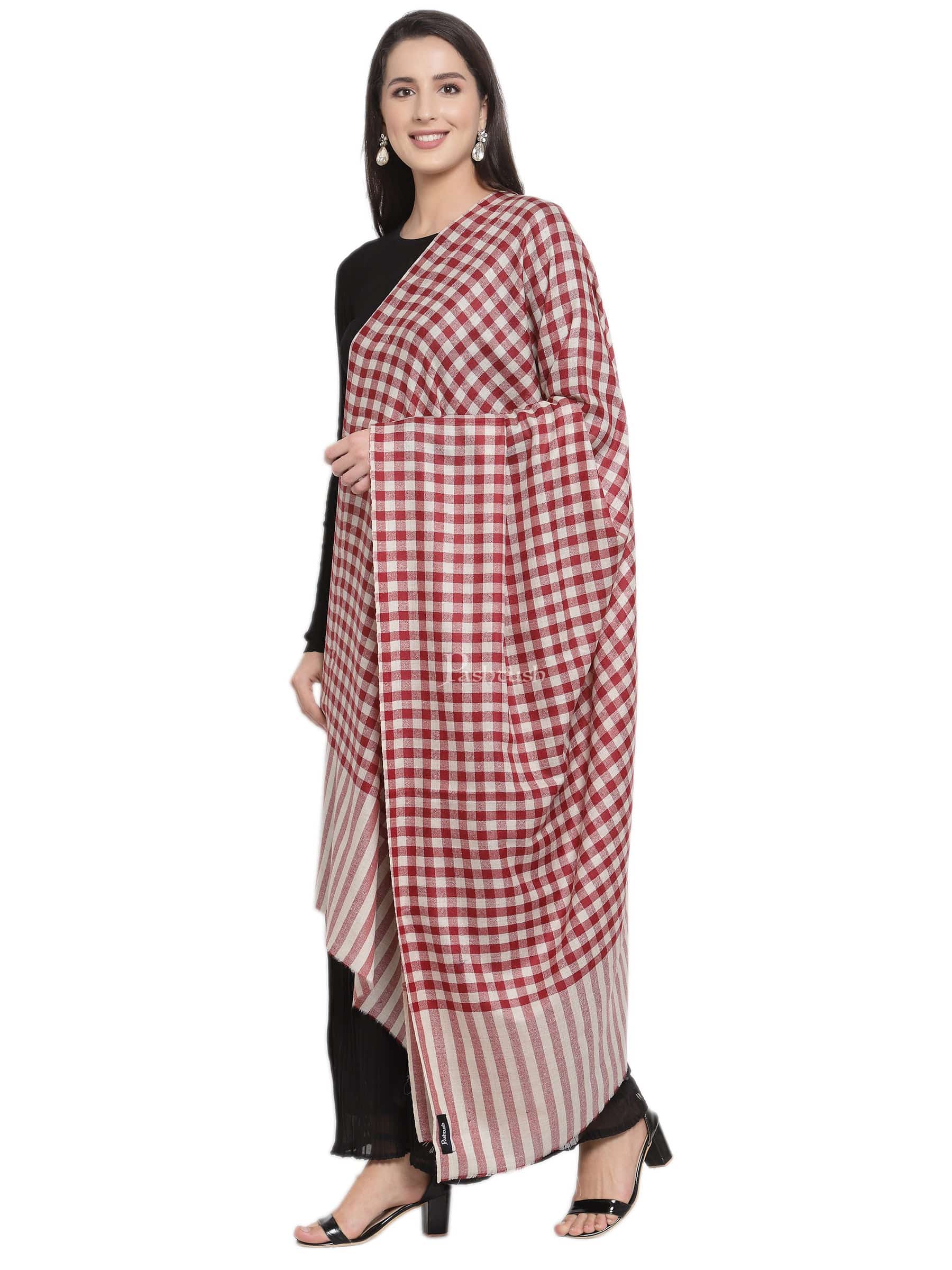 Pashtush India Womens Shawls Pashtush Womens Check Shawl, Ultra Soft Wool, Full Size