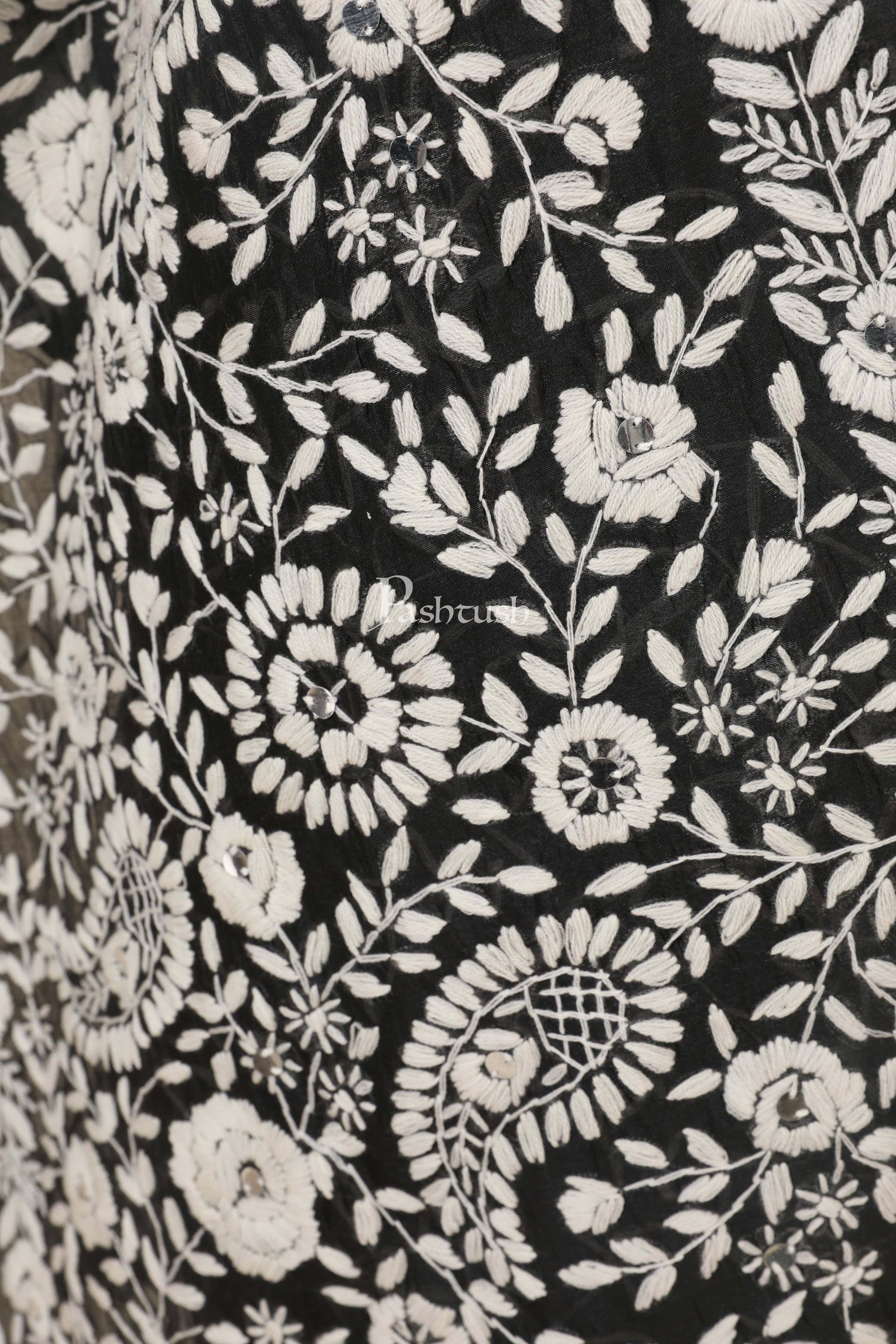 Pashtush India 70x200 Pashtush Womens Dupatta, 100% Hand Embroidered Kantha Needlework Work, Free Size