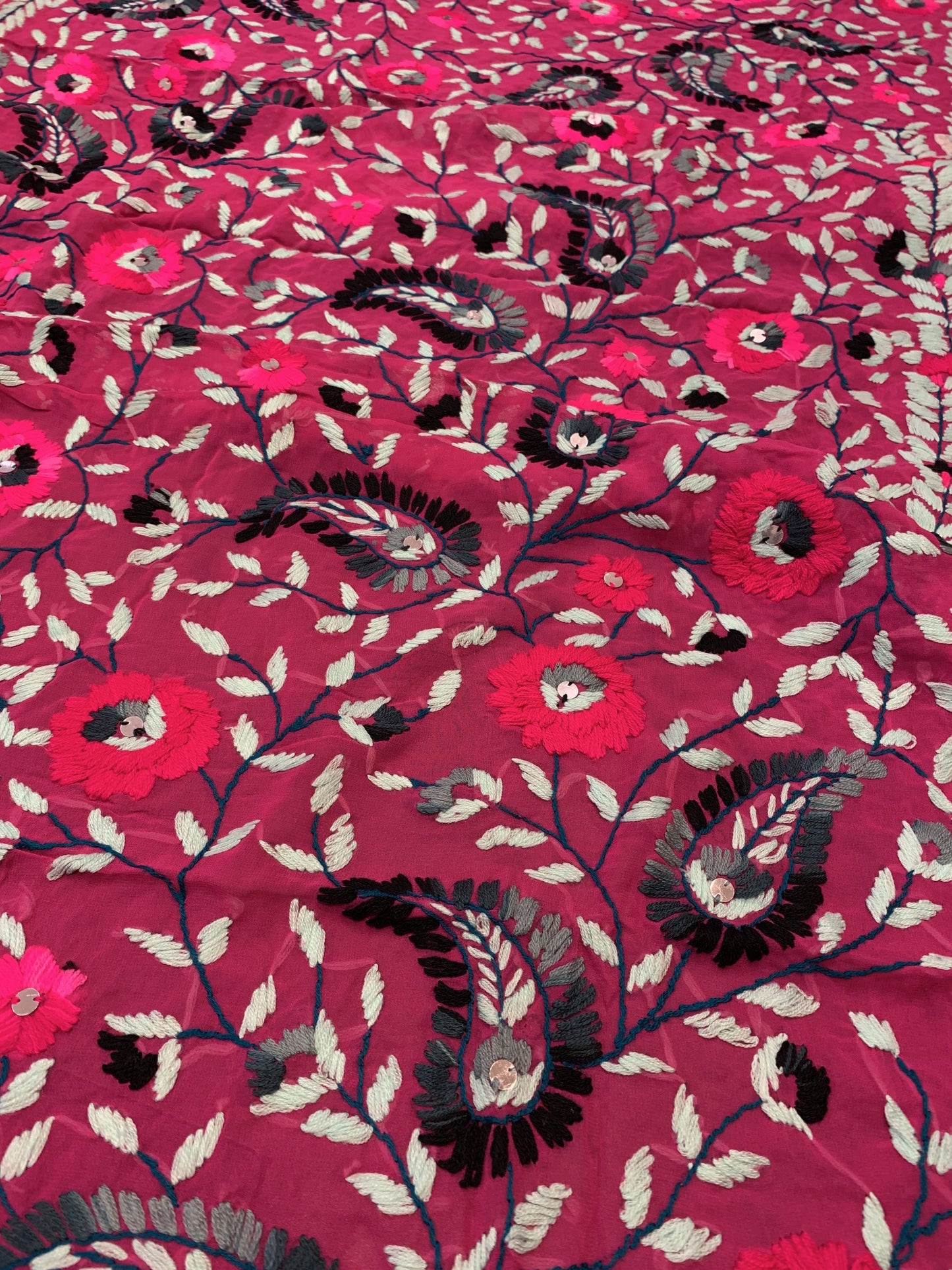 Pashtush Womens Dupatta, 100% Hand Embroidered Needlework Work, Free Size, Multi-Coloured