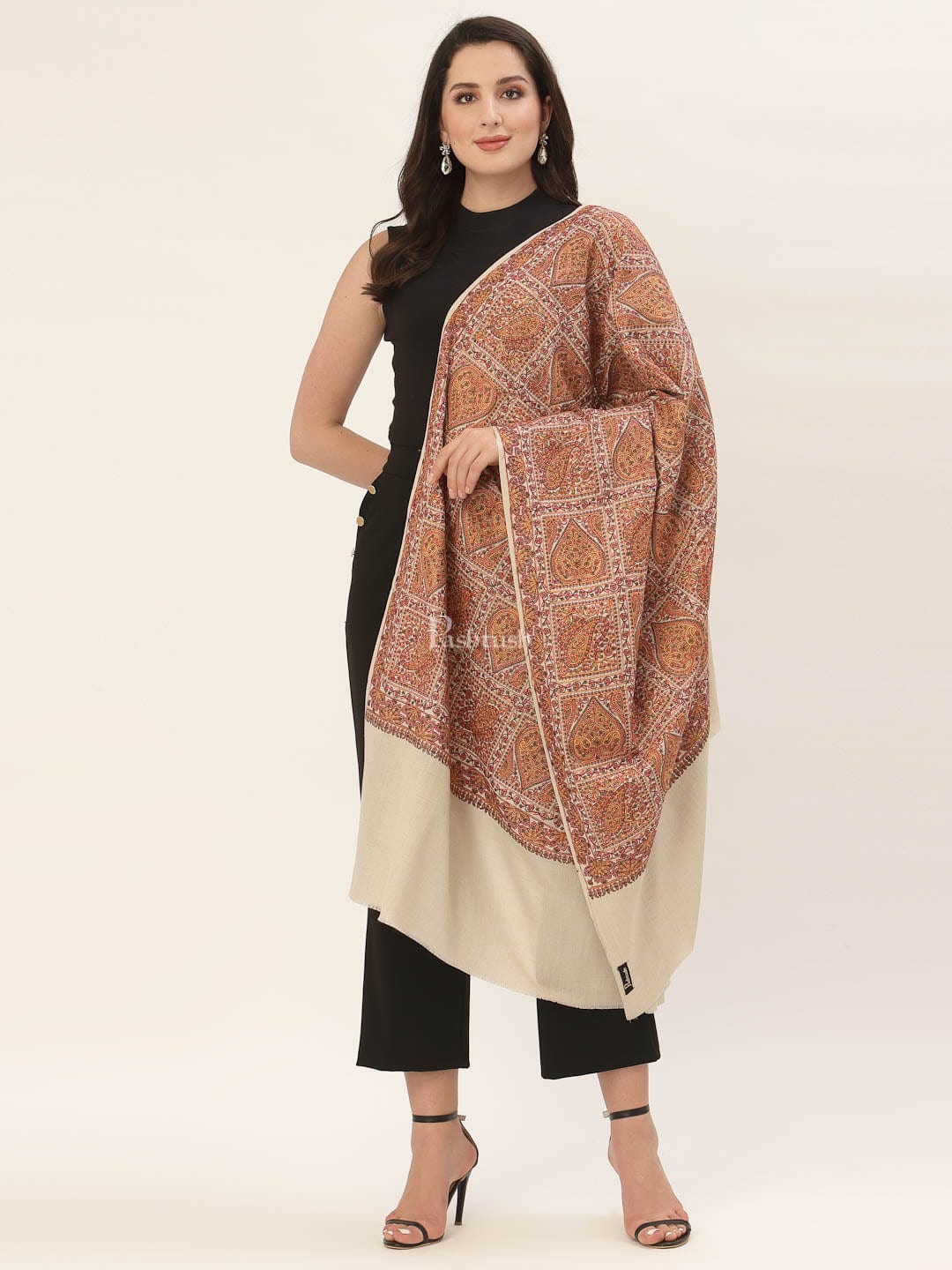 Pashtush India Womens Shawls Pashtush Womens Embroidery Jaal Jamawar Shawl, Intricate Heritage Collection