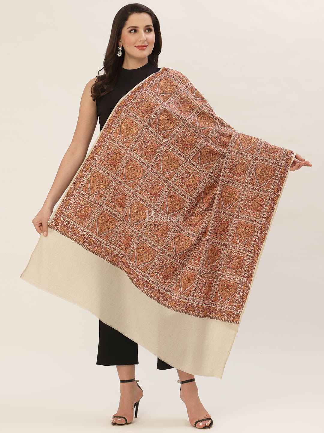 Pashtush India Womens Shawls Pashtush Womens Embroidery Jaal Jamawar Shawl, Intricate Heritage Collection