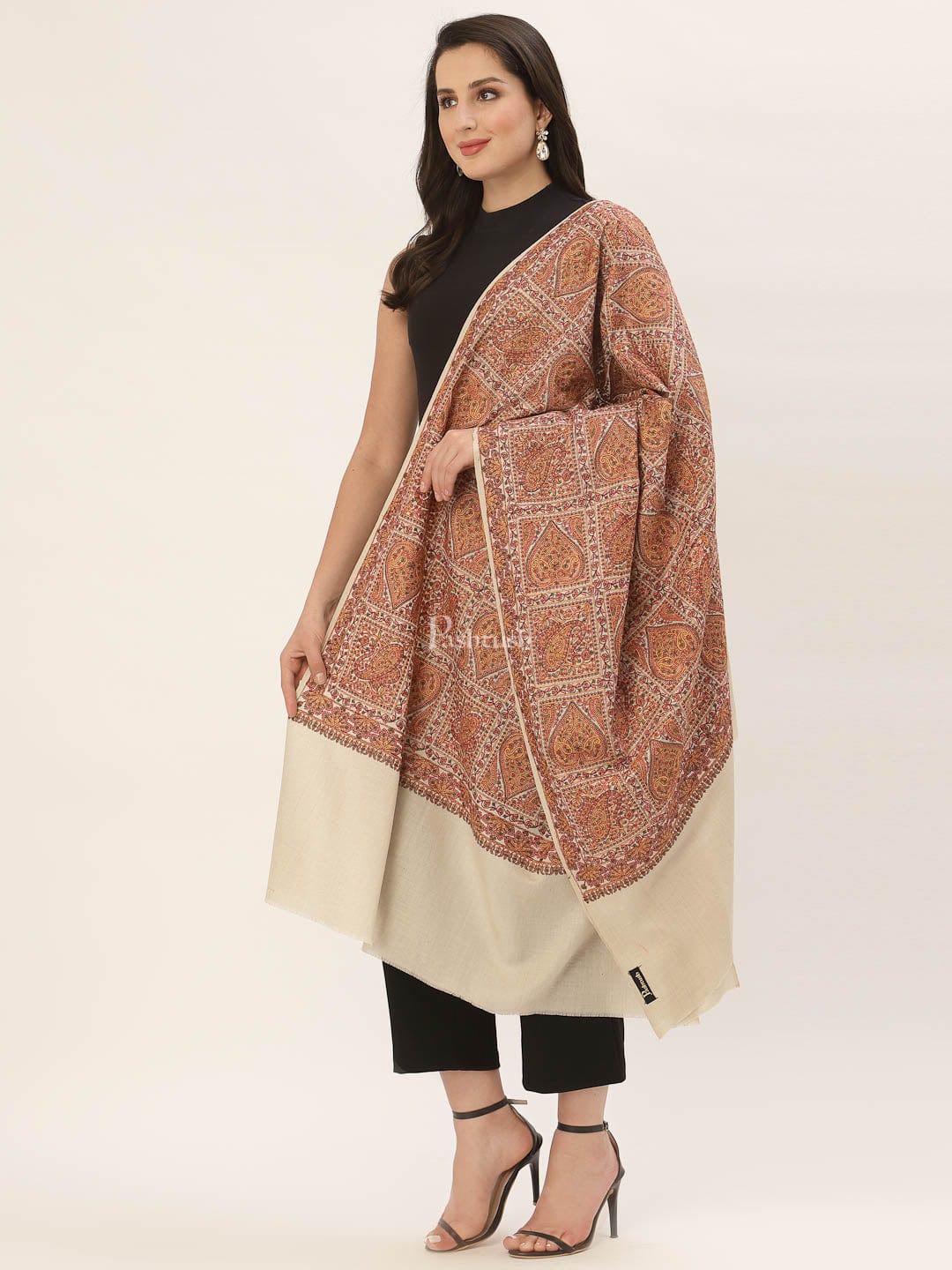 Pashtush India Womens Shawls Pashtush Womens Embroidery Jaal Jamawar Shawl, Intricate Heritage Collection