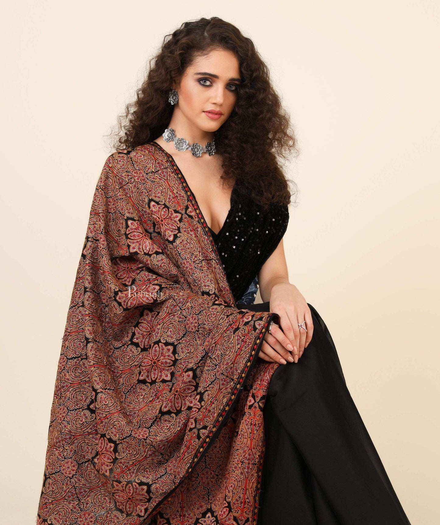 Pashtush India 100x200 Pashtush Womens Embroidery Shawl