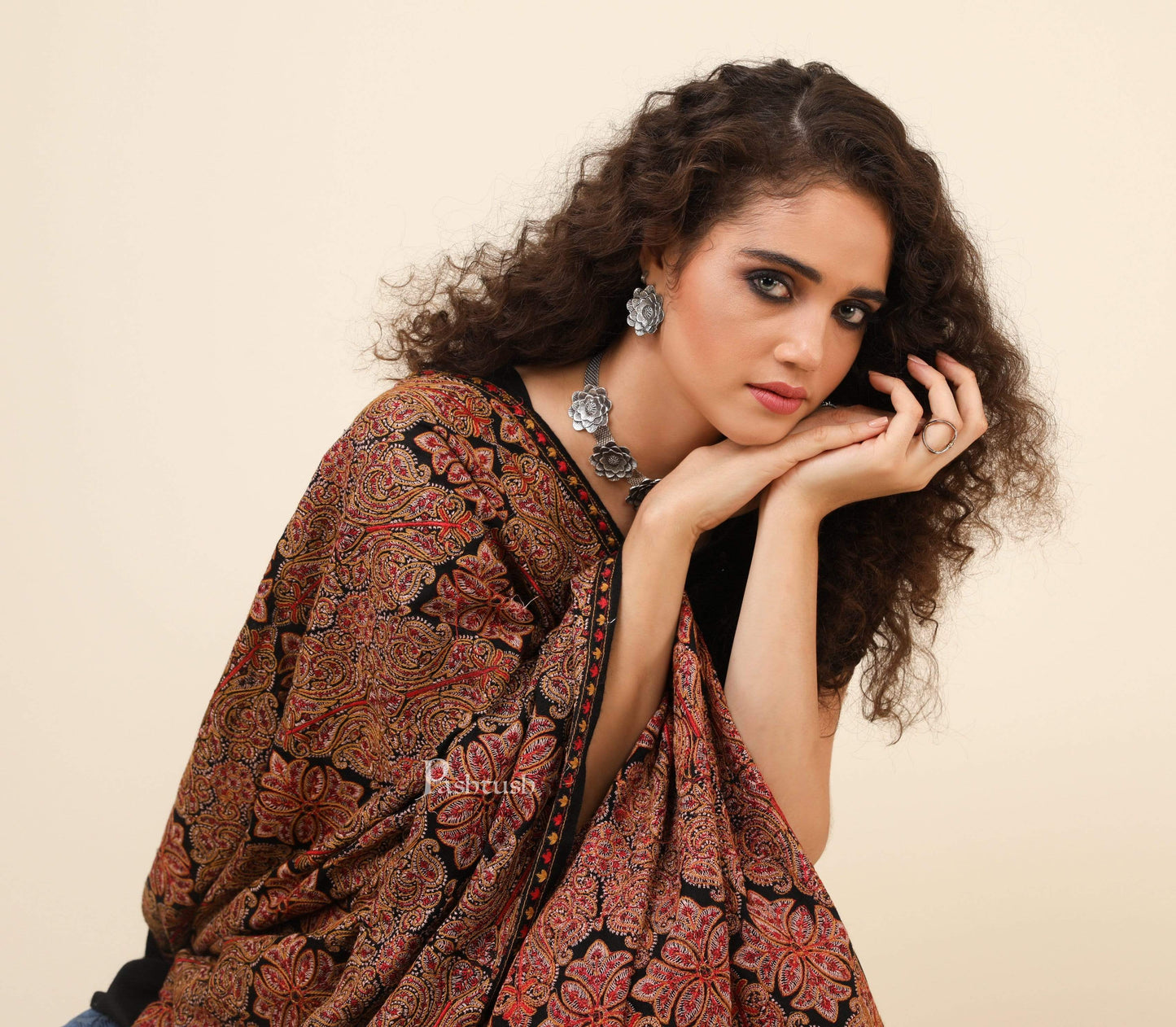 Pashtush India 100x200 Pashtush Womens Embroidery Shawl