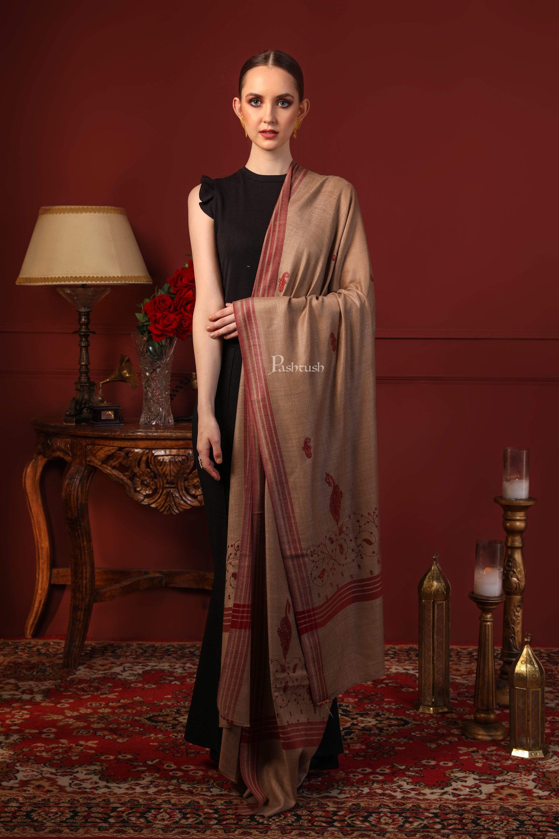 Pashtush India 114x228 Pashtush Womens Embroidery Shawl, Large and Warm