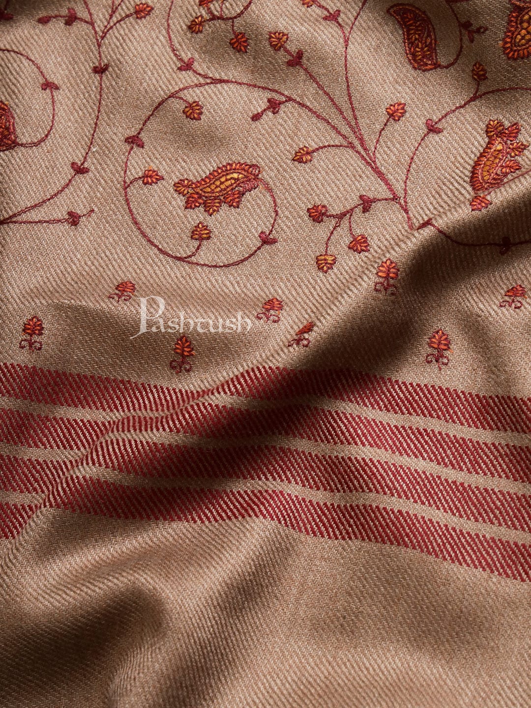 Pashtush India Womens Shawls Pashtush Womens Embroidery Shawl, Large And Warm, Brown