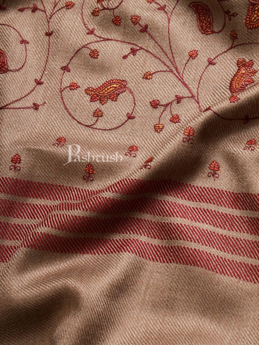Pashtush India Womens Shawls Pashtush Womens Embroidery Shawl, Large And Warm, Brown