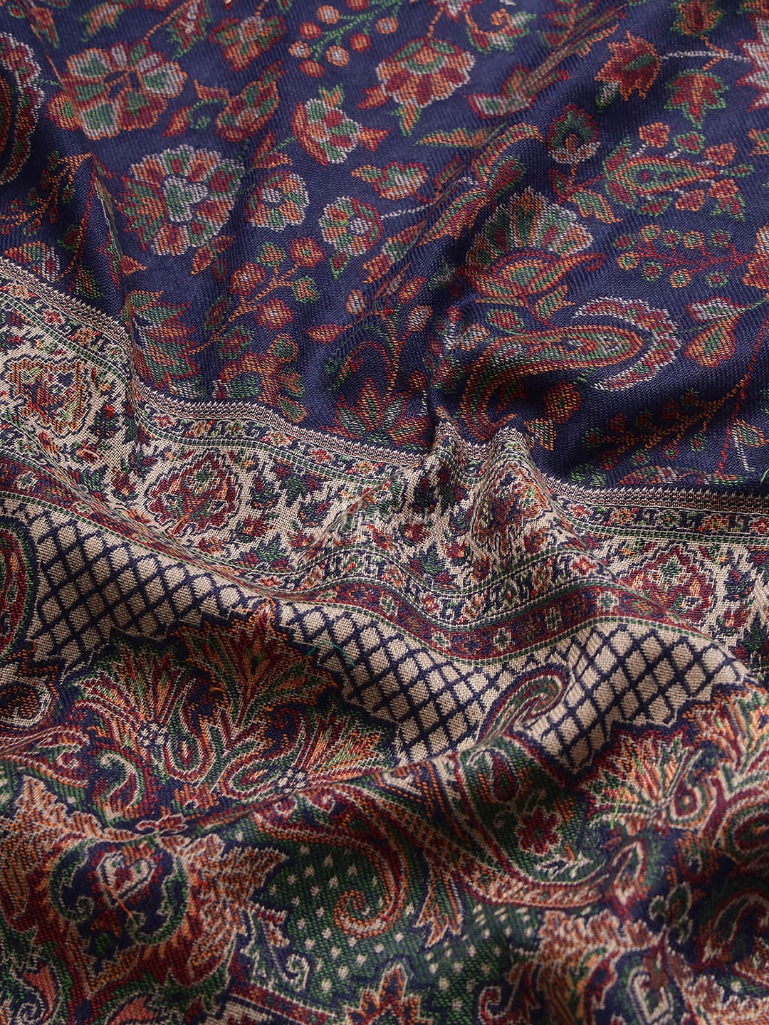 Pashtush India Womens Shawls Pashtush Womens Ethnic Weave Shawl, Faux Pashmina, Navy Blue