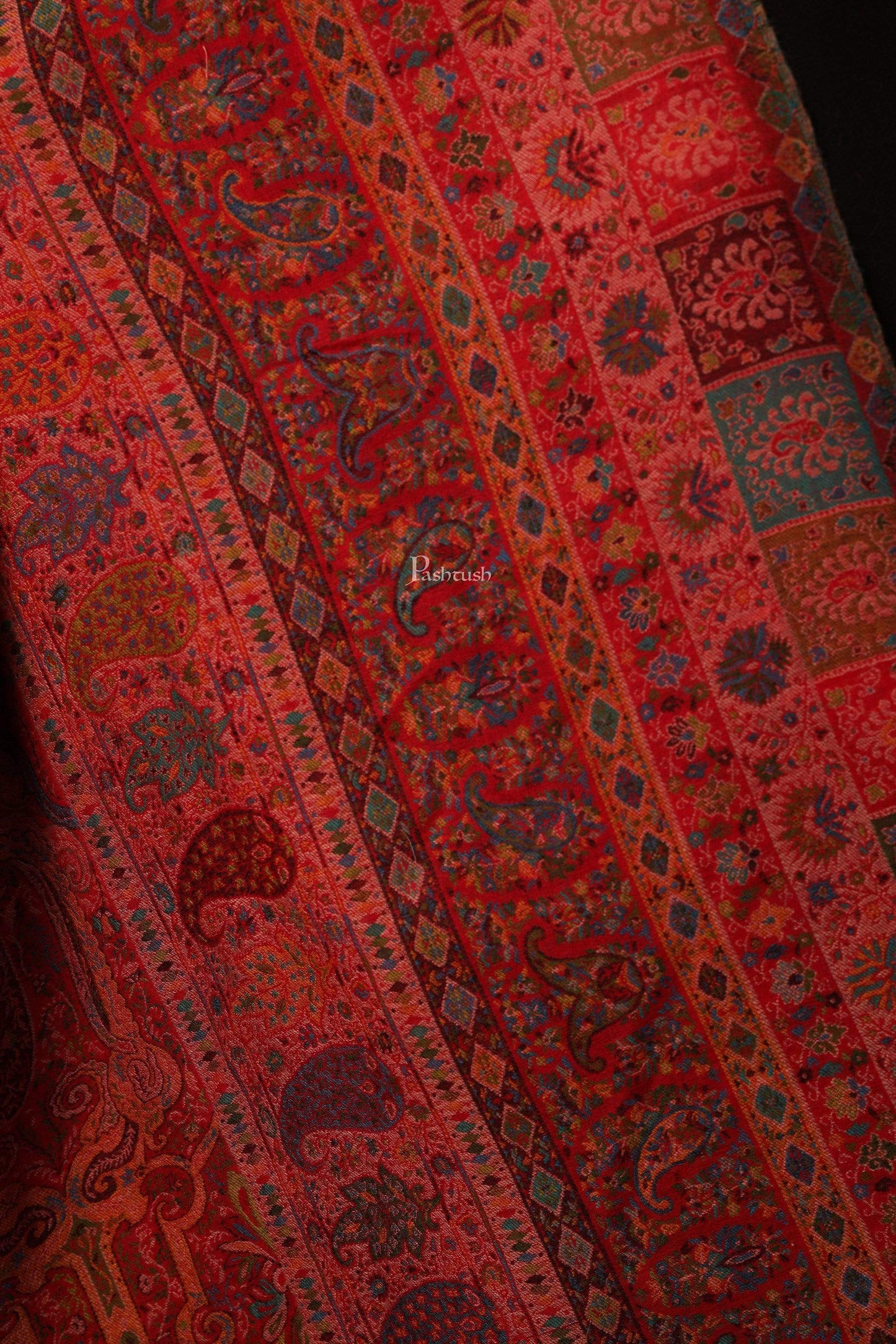 Pashtush India 100x200 Pashtush Womens Extra Fine Kaani Shawl, Pure Wool, Woolmark Certificate