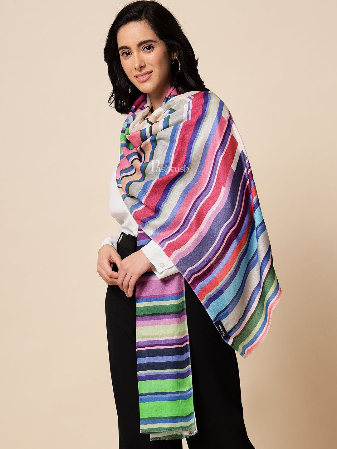 Pashtush India Womens Stoles and Scarves Scarf Pashtush Womens Extra Fine Soft Bamboo Stole, Multicolour