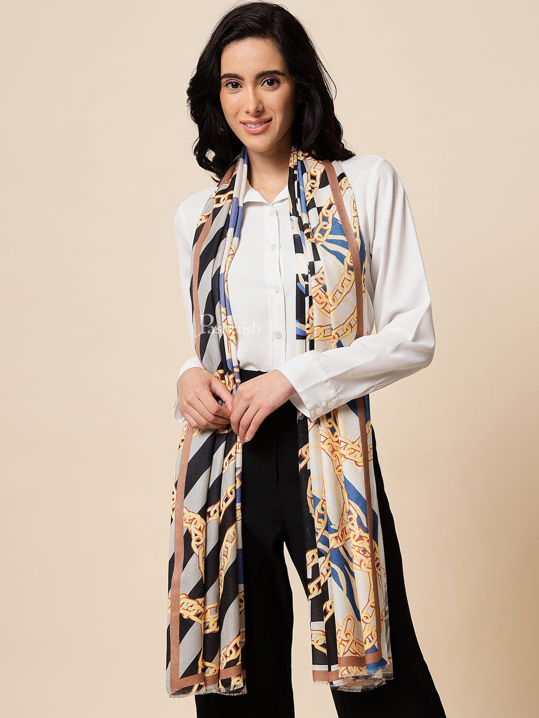 Pashtush India Womens Stoles and Scarves Scarf Pashtush Womens Extra Fine Soft Bamboo Stole, Multicolour
