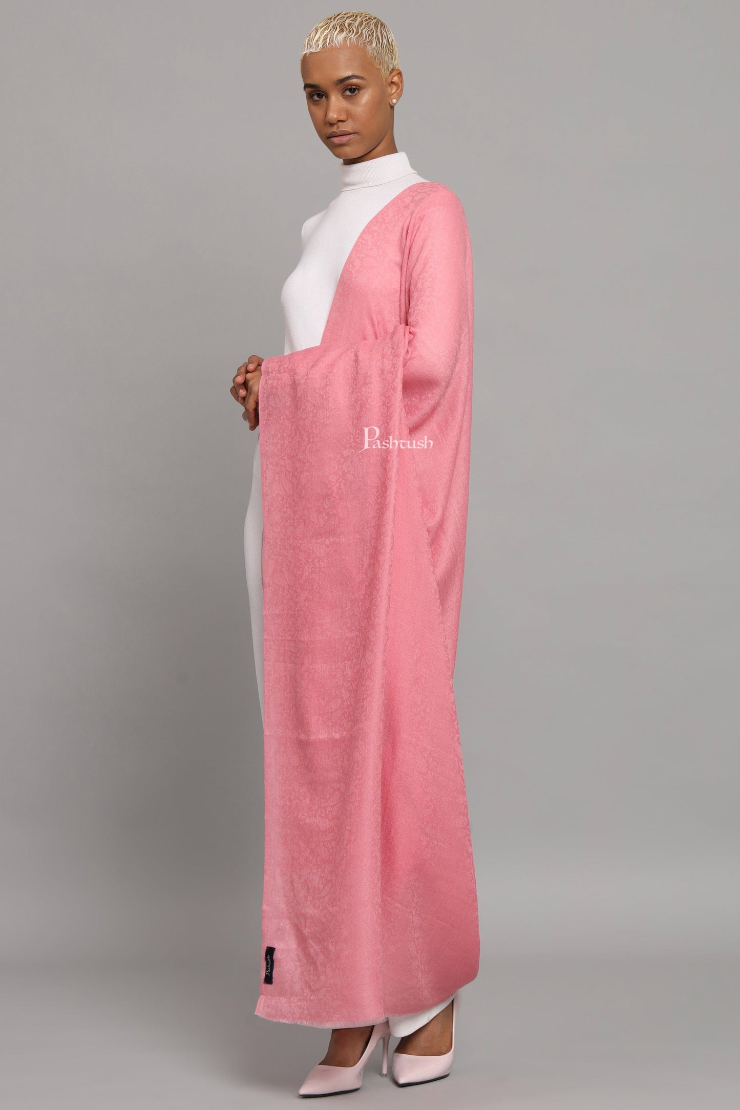 Pashtush India Womens Shawls Pashtush Womens Extra Fine Wool Shawl, Design, Pink