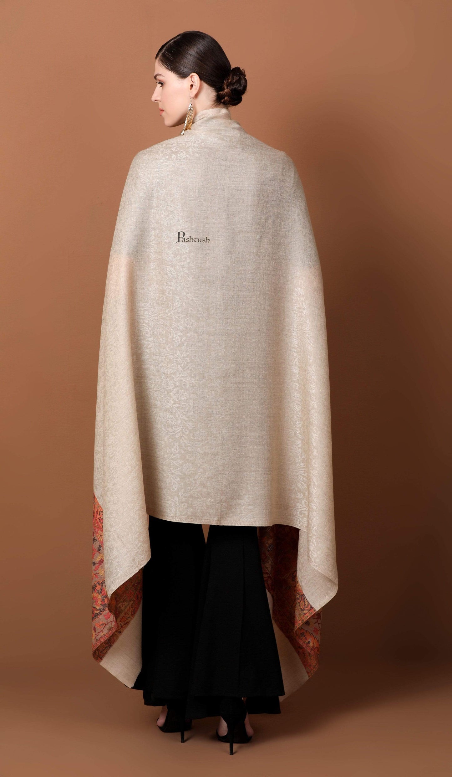 Pashtush Shawl Store Shawl Pashtush Womens Extra Fine Wool Shawl, Jacquard, Soft, Warm and Ultra Light Weight