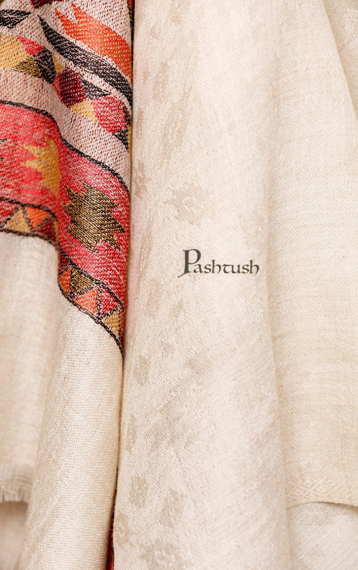 Pashtush Shawl Store Shawl Pashtush Womens Extra Fine Wool Shawl, Jacquard, Soft, Warm and Ultra Light Weight