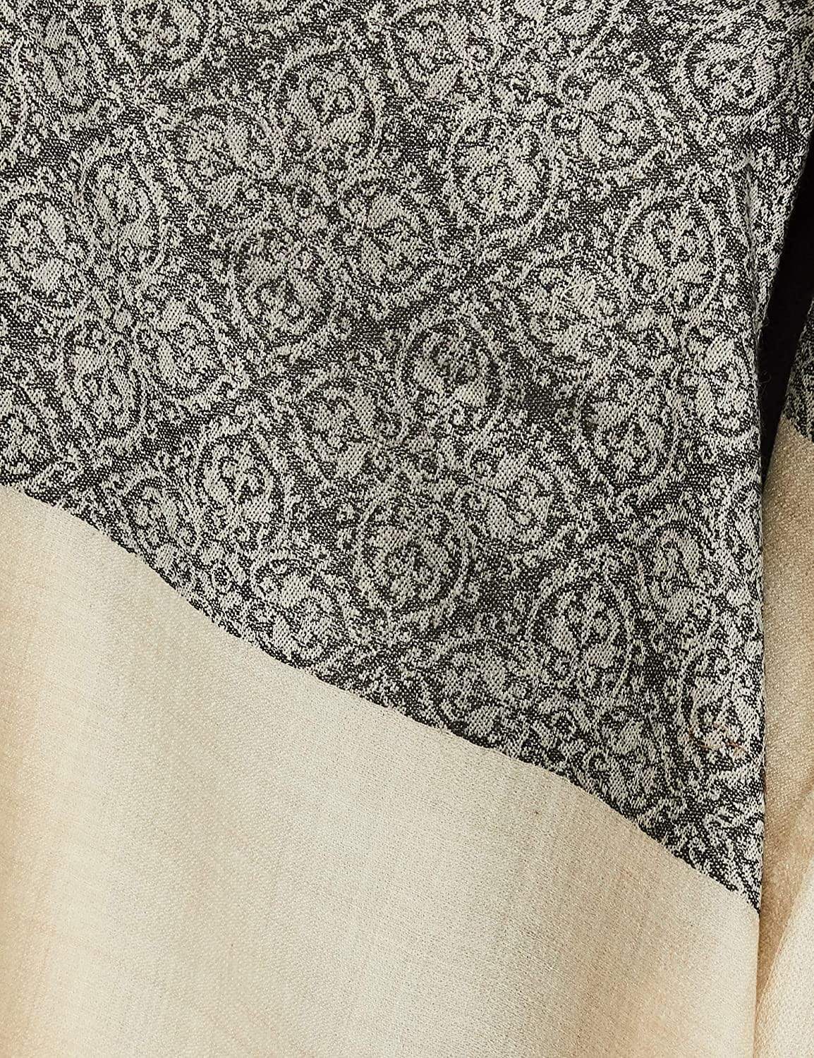 Pashtush India 114x228 Pashtush Womens Extra Fine Wool Shawl, Jacquard, Soft, Warm And Ultra Light Weight