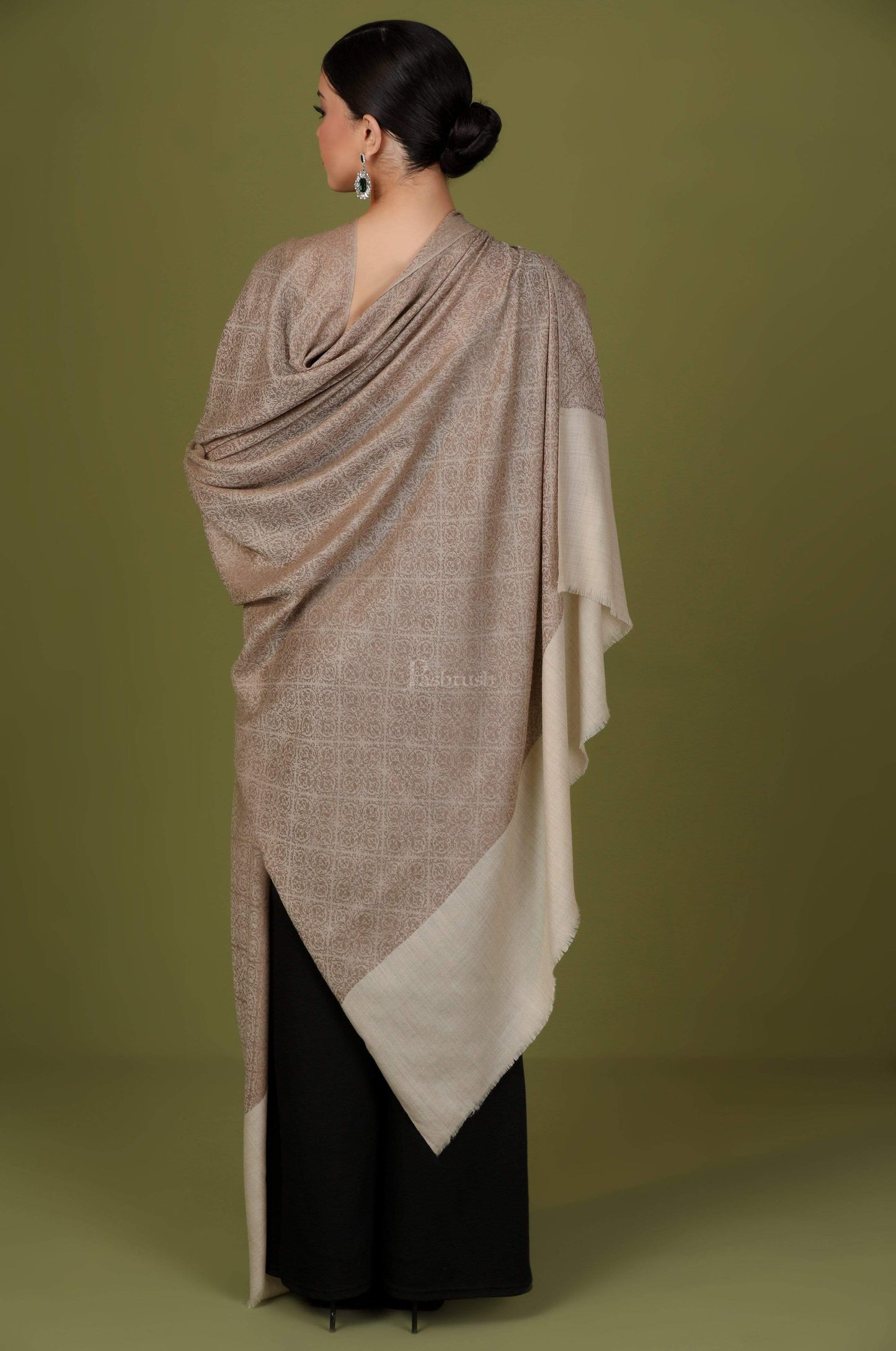 Pashtush India 114x228 Pashtush Womens Extra Fine Wool Shawl, Jacquard, Soft, Warm and Ultra Light Weight