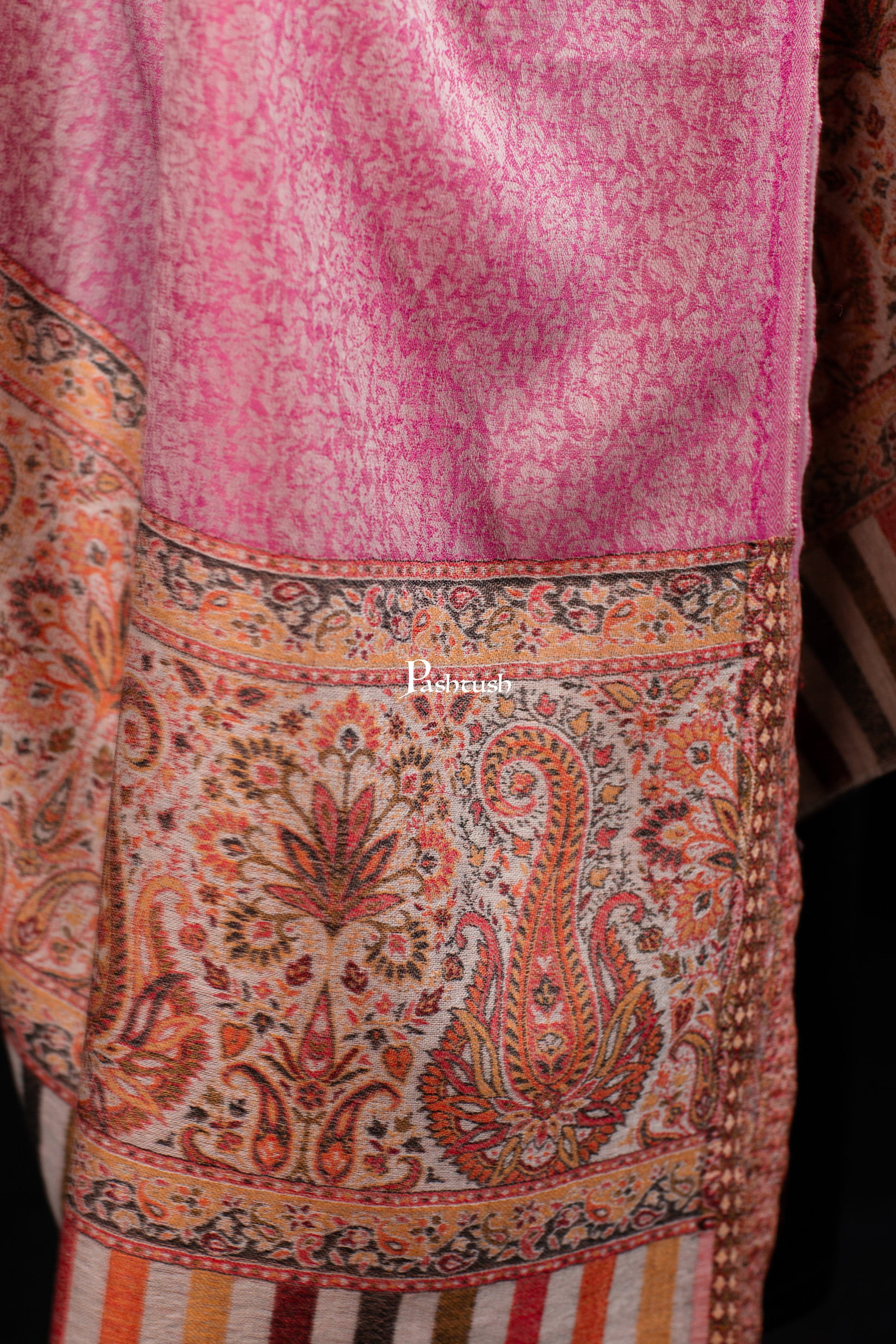 Pashtush India Womens Shawls Pashtush Womens Extra Fine Wool Shawl, Paisley Palla Design, Majenta