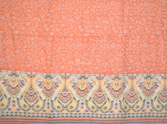 Pashtush India Womens Stoles and Scarves Scarf Pashtush womens Extra Fine Wool shawl, PAISLEY WEAVE design, ORANGE