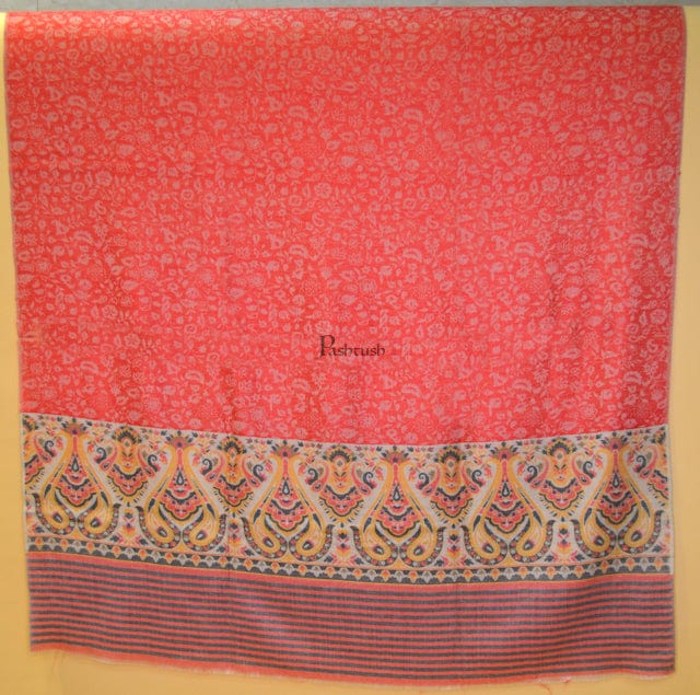 Pashtush India Womens Stoles and Scarves Scarf Pashtush womens Extra Fine Wool shawl, PAISLEY WEAVE design, Red