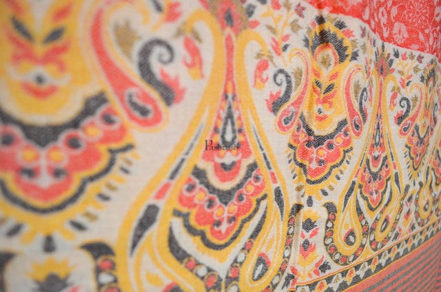 Pashtush India Womens Stoles and Scarves Scarf Pashtush womens Extra Fine Wool shawl, PAISLEY WEAVE design, Red