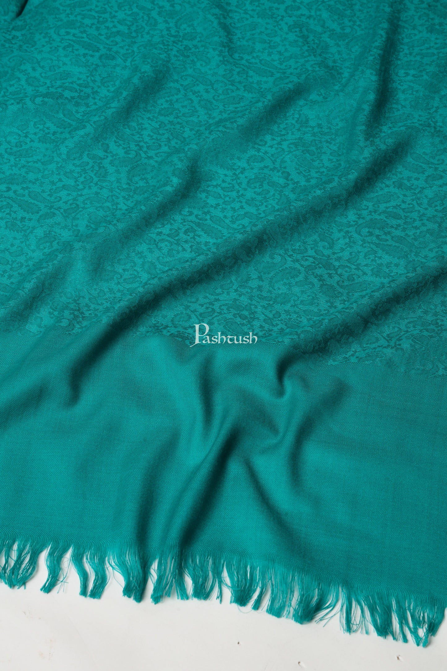Pashtush India Womens Shawls Pashtush Womens Extra Fine Wool Shawl, Solid Arabic Sea Green