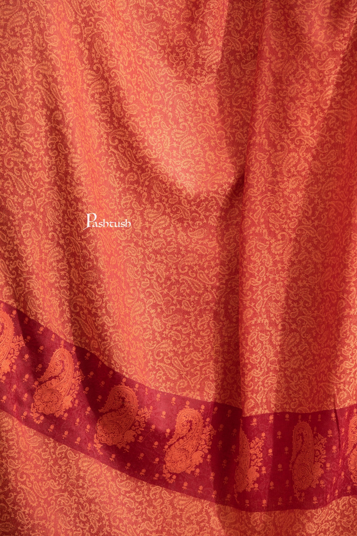 Pashtush India Womens Shawls Pashtush Womens Extra Fine Wool Shawl, Tone On Tone Embroidery, Paisley Palla Design, Maroon