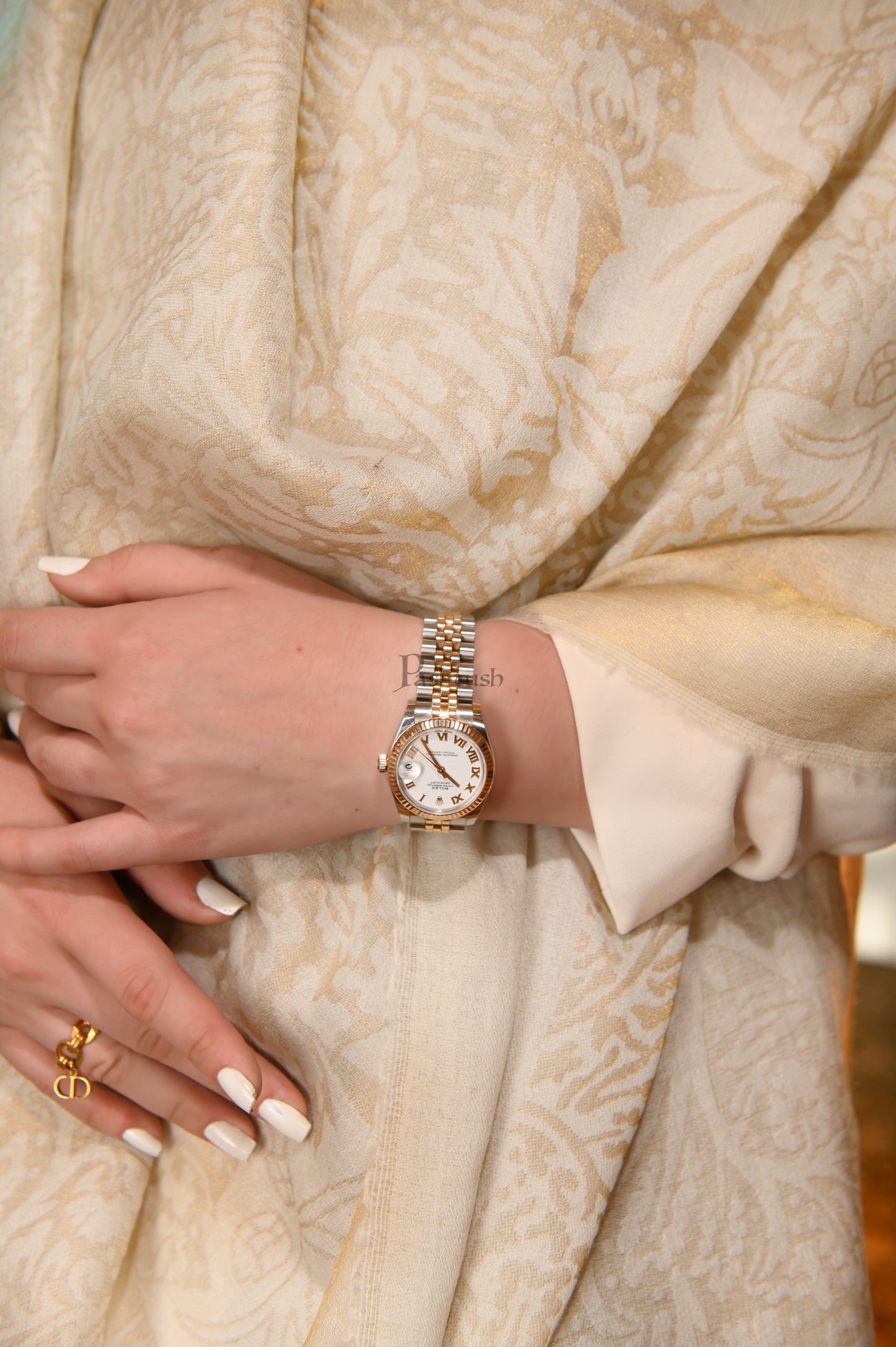 Pashtush India Womens Shawls Pashtush Womens Extra Fine Wool Shawl, Twilight Reversible Design, Ivory