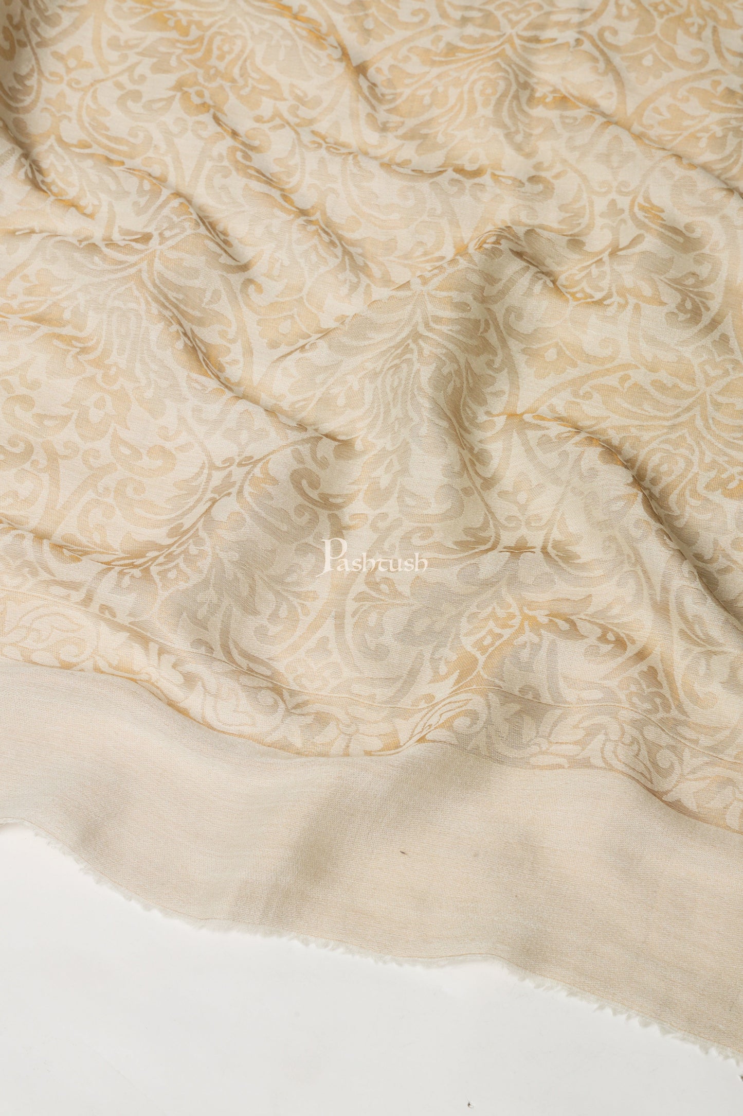Pashtush India Womens Shawls Pashtush Womens Extra Fine Wool Shawl, Twilight Reversible Design, Ivory