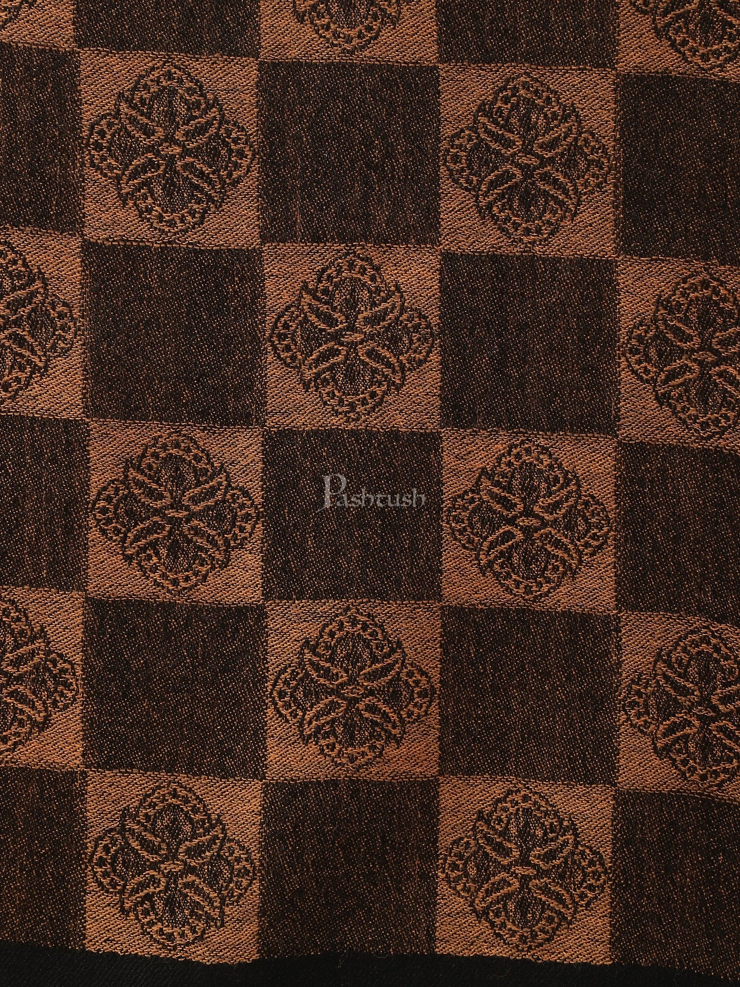 Pashtush India Womens Stoles and Scarves Scarf Pashtush womens Extra Fine Wool Stole, checkered design, Black