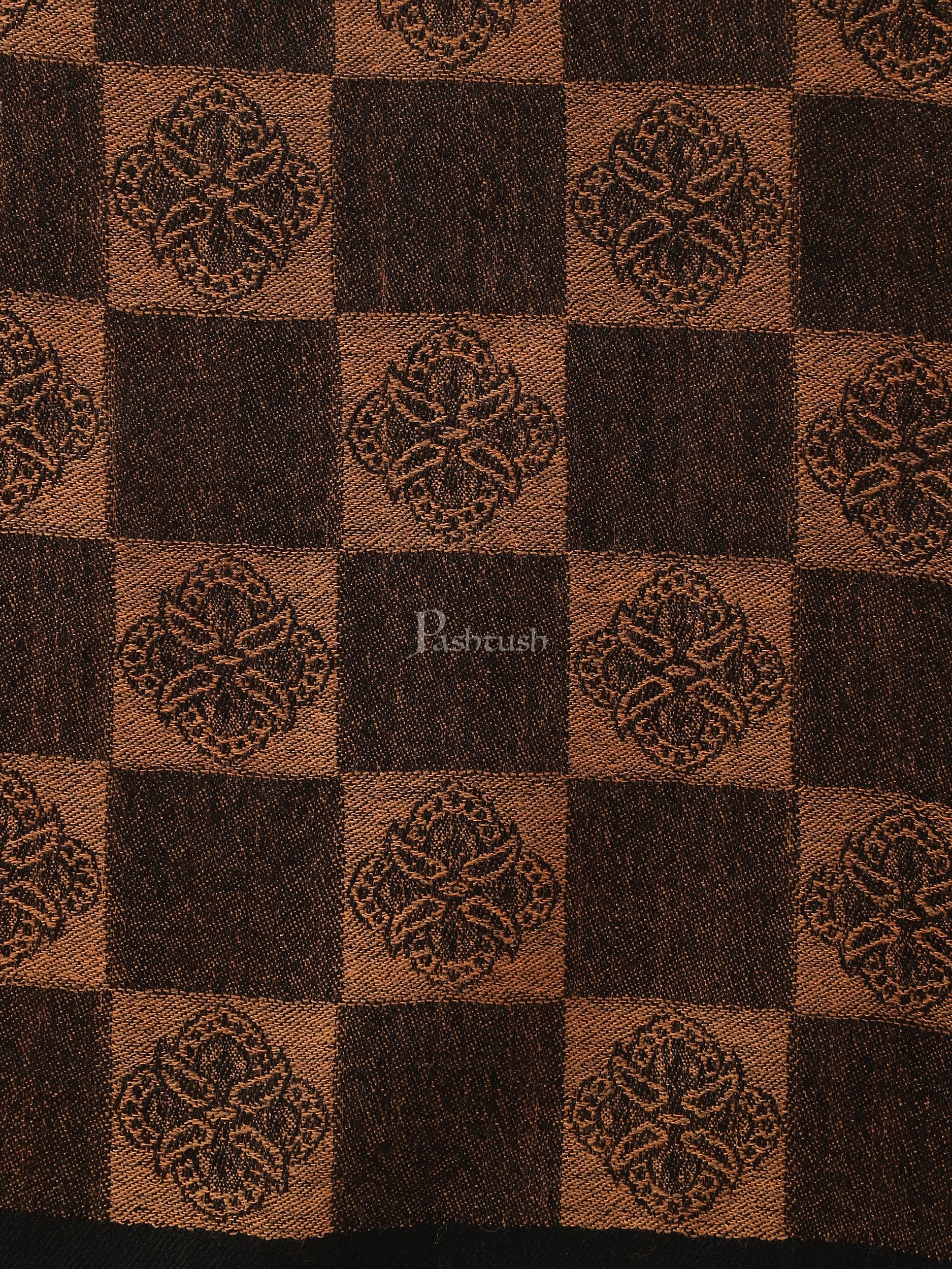 Pashtush India Womens Stoles and Scarves Scarf Pashtush womens Extra Fine Wool Stole, checkered design, Black