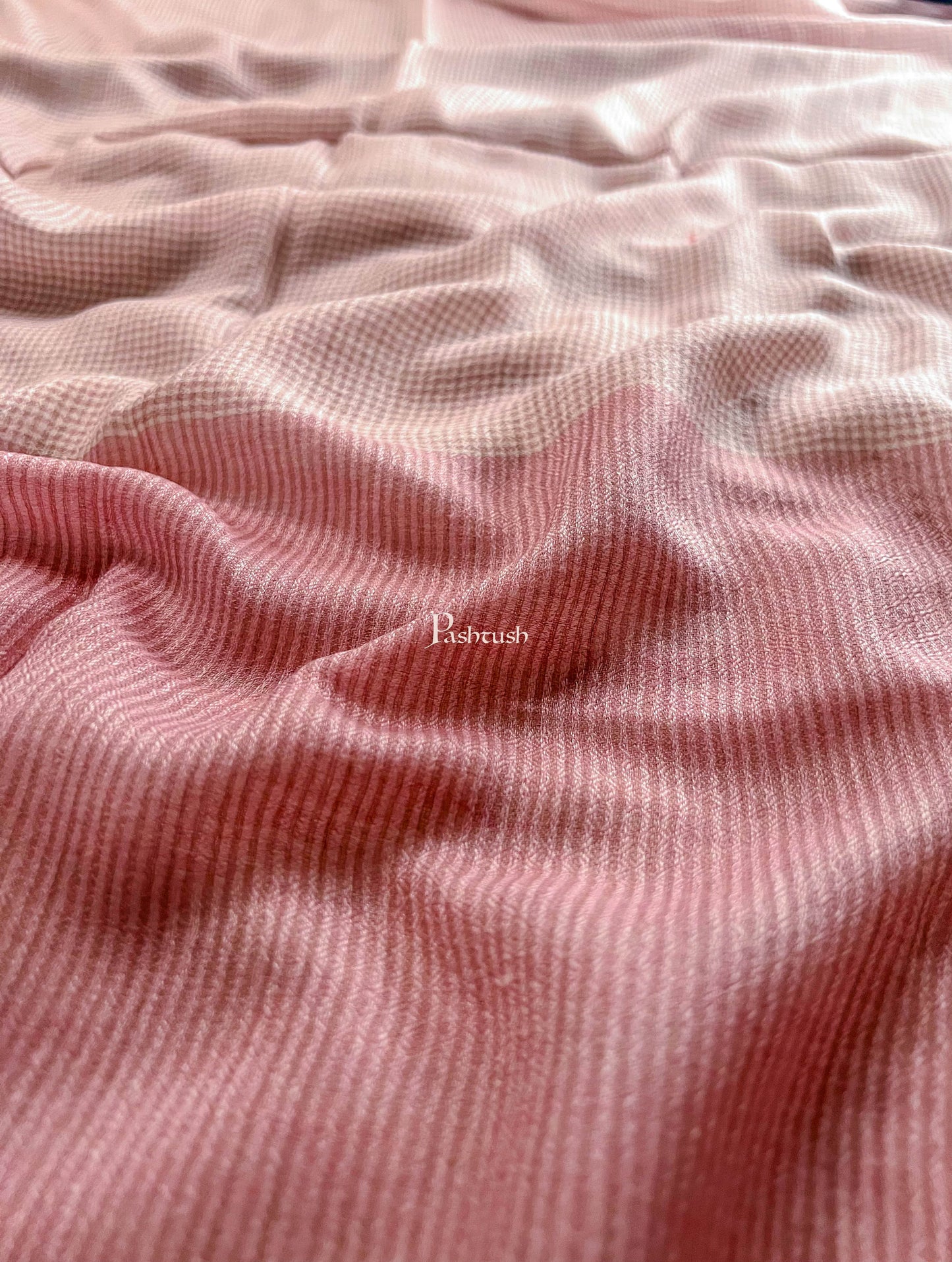 Pashtush India womens scarf and Stoles Pashtush Womens Extra Fine Wool Stole, Checkered Design, Soft Pink