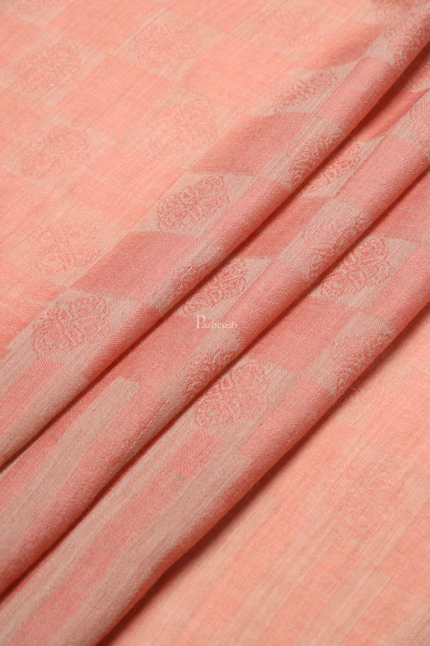 Pashtush India Womens Stoles Pashtush Womens Extra Fine Wool Stole, Checkered Weave Design, Pink