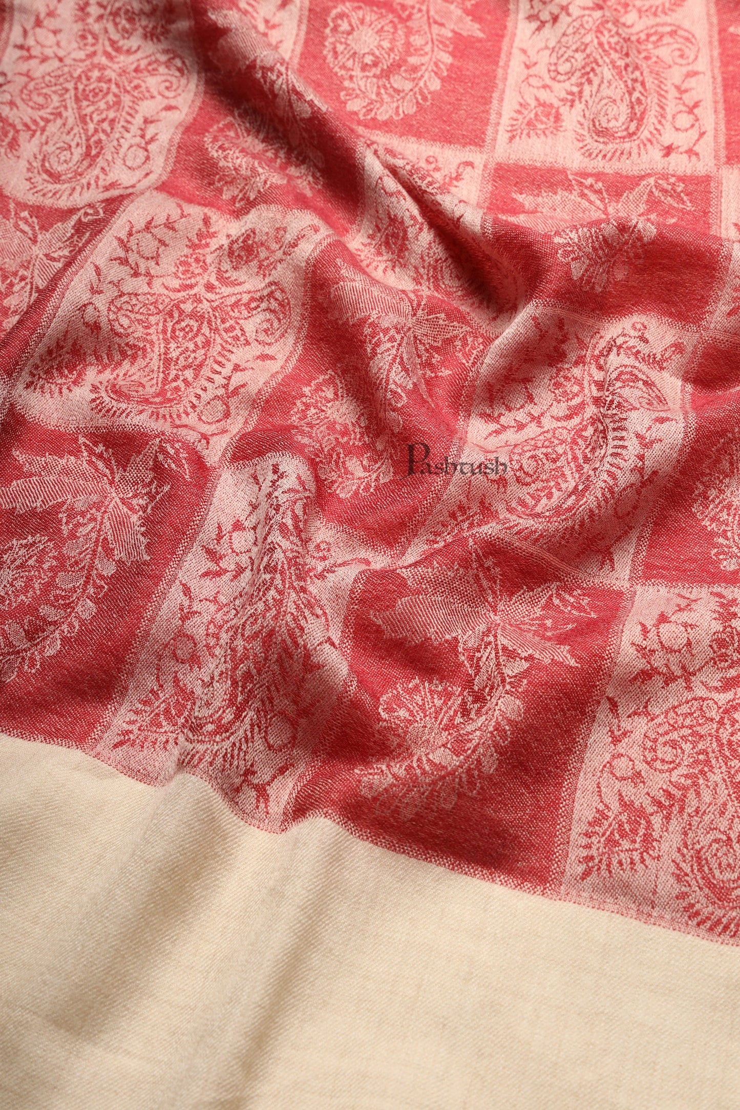 Pashtush India Womens Stoles and Scarves Scarf Pashtush Womens Extra Fine Wool Stole, Design, Maroon