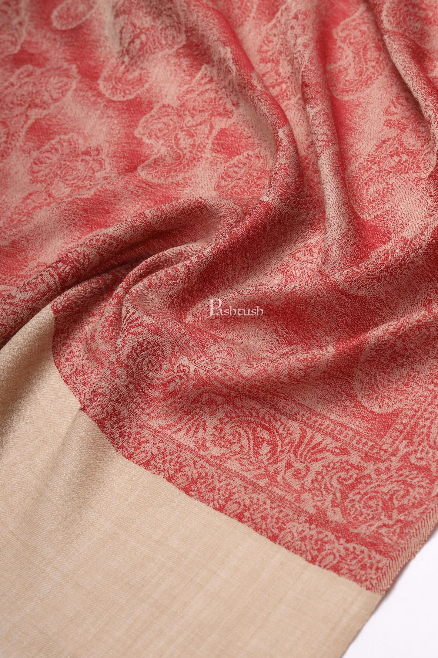 Pashtush India Womens Stoles and Scarves Scarf Pashtush Womens Extra Fine Wool Stole, Design, Maroon