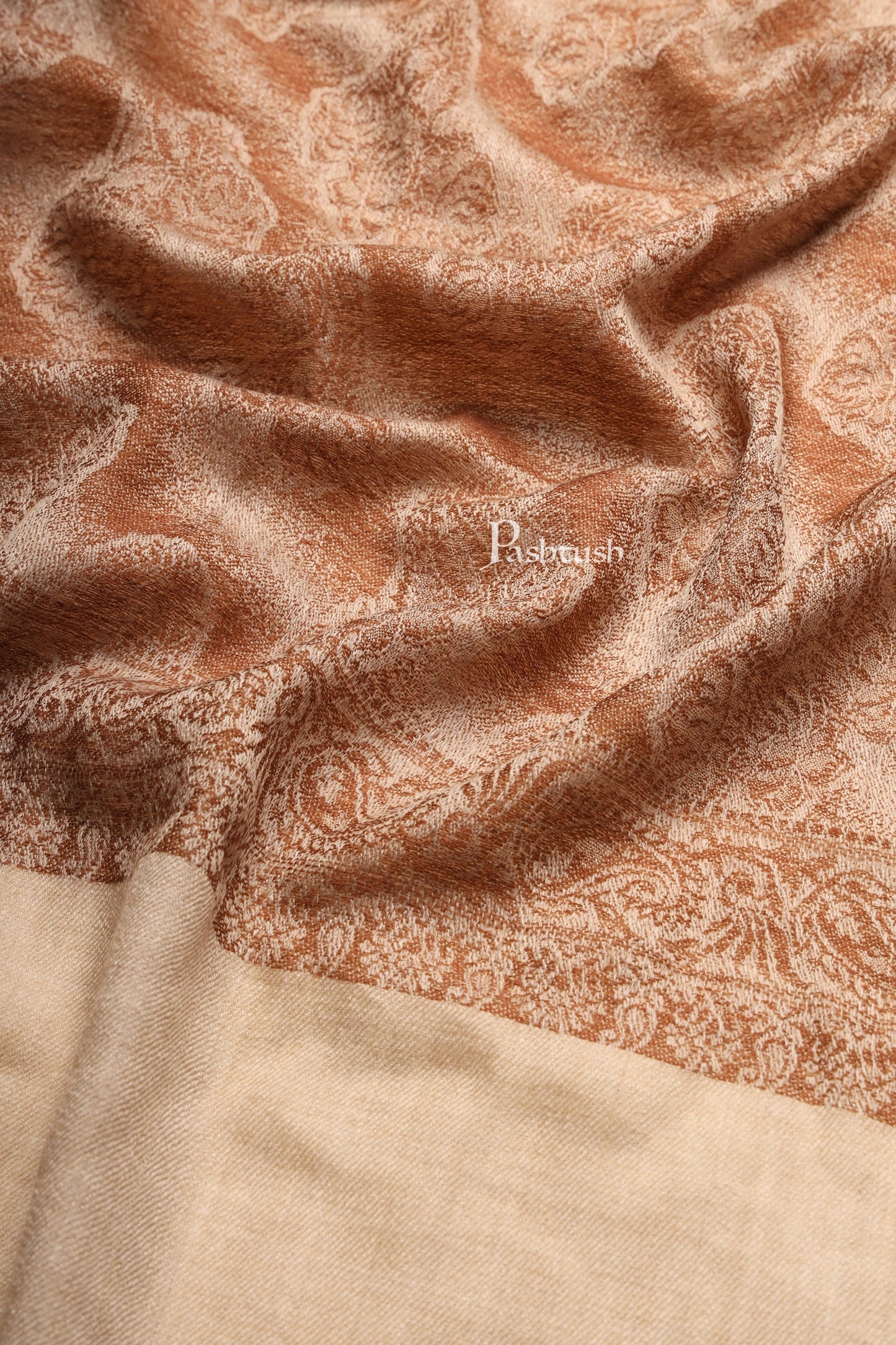 Pashtush India Womens Stoles and Scarves Scarf Pashtush Womens Extra Fine Wool Stole, Design, Orange