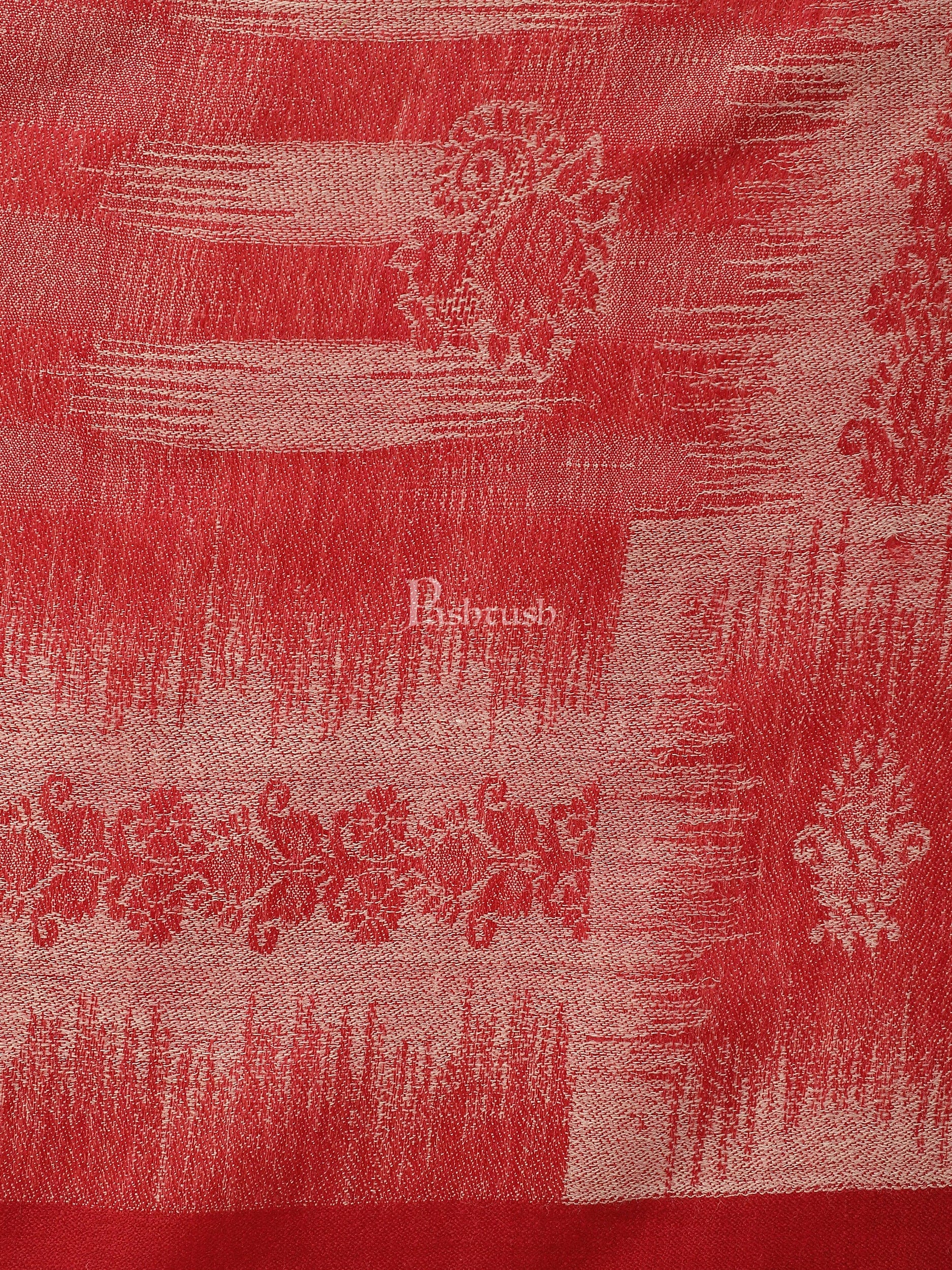 Pashtush India Womens Stoles and Scarves Scarf Pashtush womens Extra Fine Wool Stole, ikkat design, Maroon