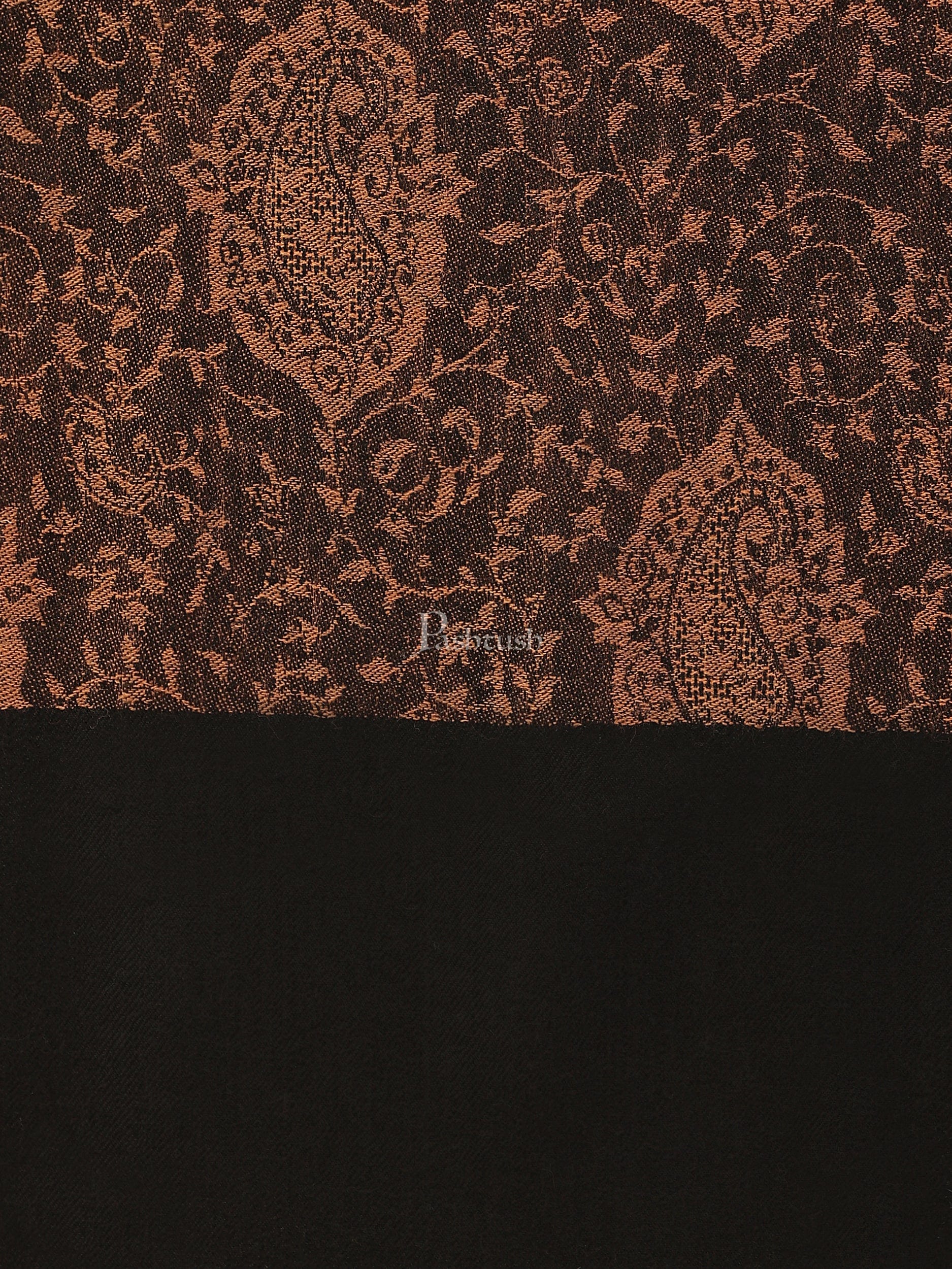 Pashtush India Womens Stoles and Scarves Scarf Pashtush Womens Extra Fine Wool stole, jacquard design, Black